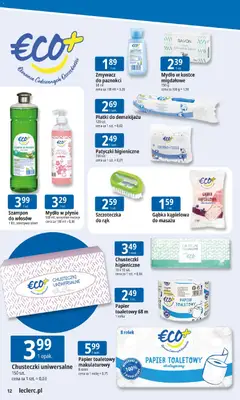 Pogląd oferty "E.Leclerc Gazetka" - ważna od 19.01.2026 | Strona: 12 | Produkty: Papier toaletowy, Mydło w płynie, Gąbka, Szampon