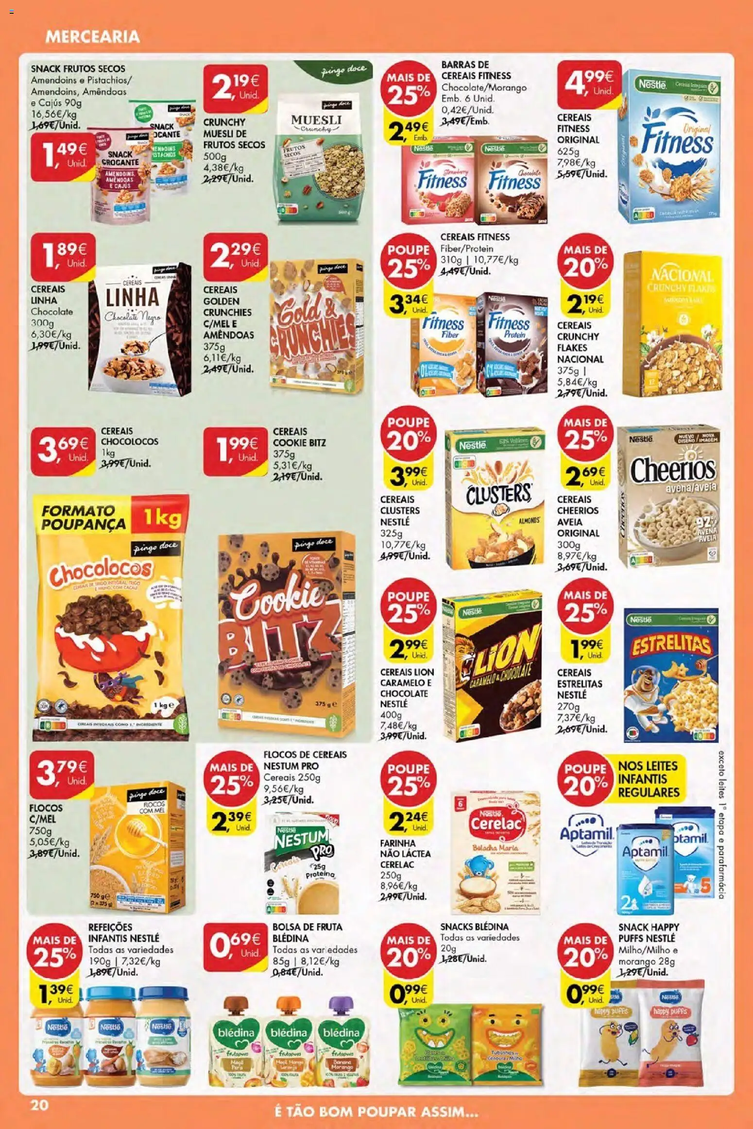 Pingo Doce Poupe Esta Semana Açores │ válido de 16.04.2026 | Página: 20 | Produtos: Nestlé, Chocolate, Cereais, Proteina