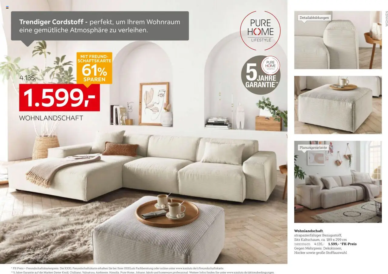 XXXL Lutz Nr. 1 beim Preis - gültig ab dem 18.08.2025 | Seite: 8 | Produkte: Wohnlandschaft, Hocker