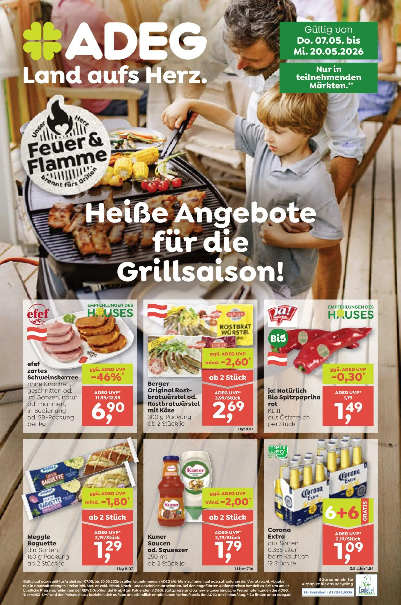 ADEG Heiße Angebote für die Grillsaison! gültig ab 07.05.2026 | Seite: 1 | Produkte: Jääkaappipakastin, Käse