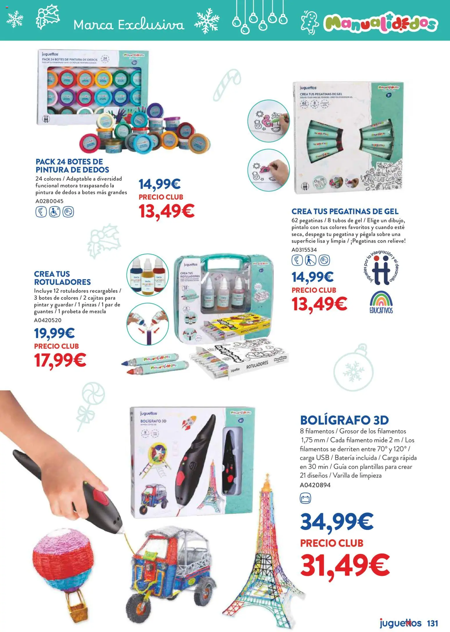 Juguettos catálogo Navidad │ válido desde el 27.10.2025 | Página: 131 | Productos: Guantes, USB, Batería