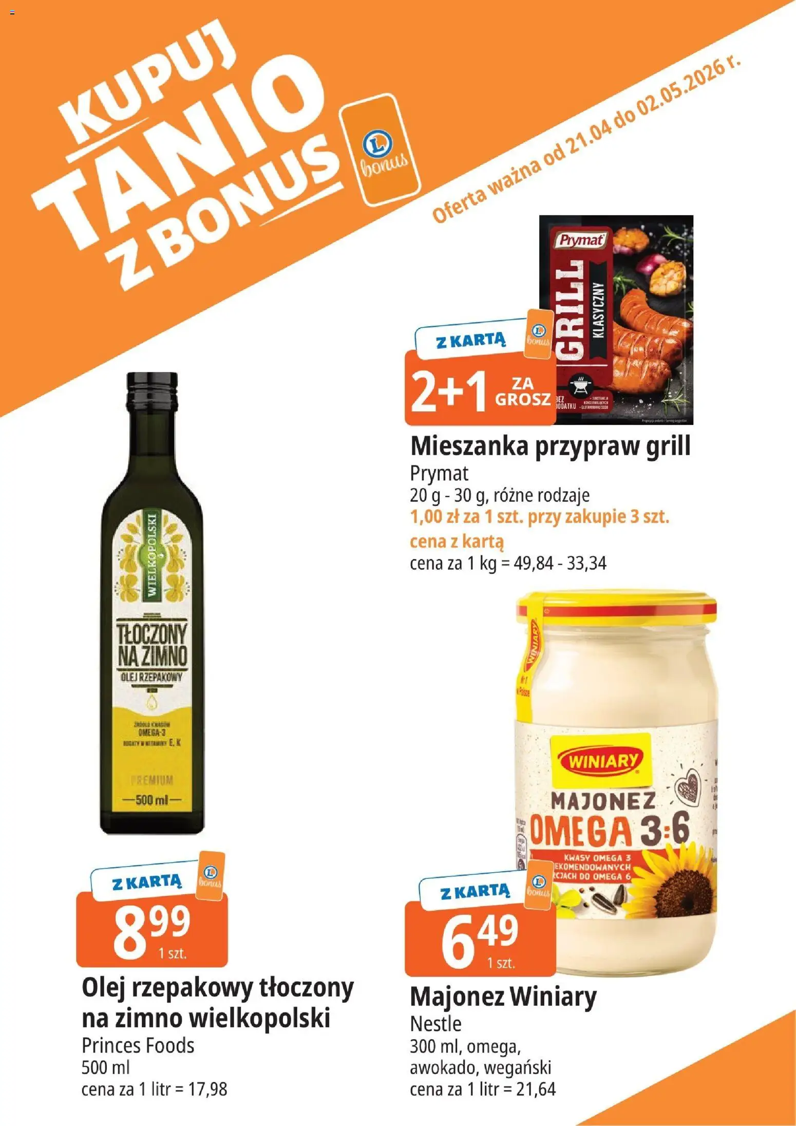 E.Leclerc gazetka - Elbląg kupony dodatkowe od 21.04.2026 | Strona: 14 | Produkty: Karta, Grill, Majonez winiary, Majonez