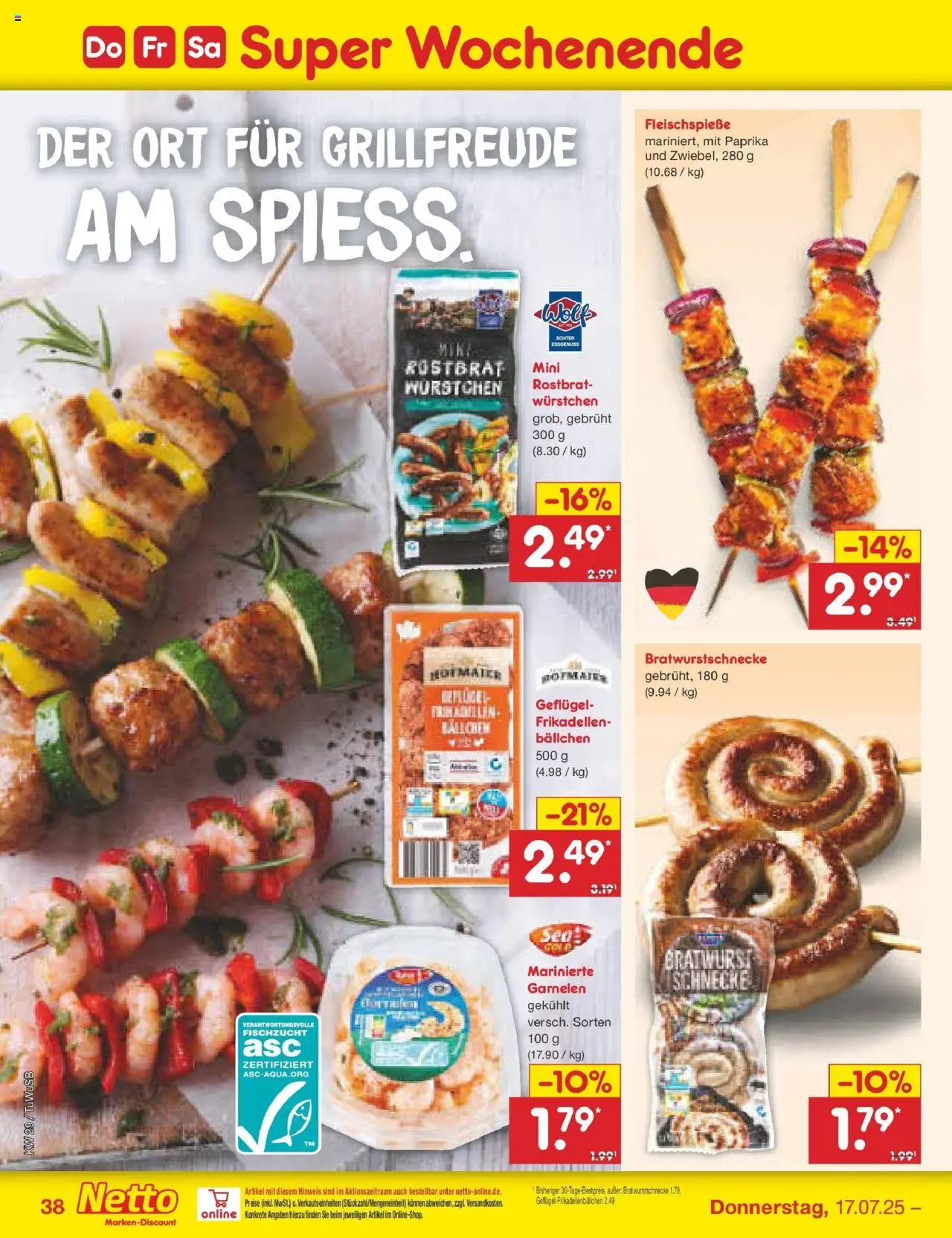 Netto Marken-Discount prospekt Calw-Stammheim	 - gültig ab dem 13.07.2025 | Seite: 60 | Produkte: Bratwurst, Garnelen, Paprika