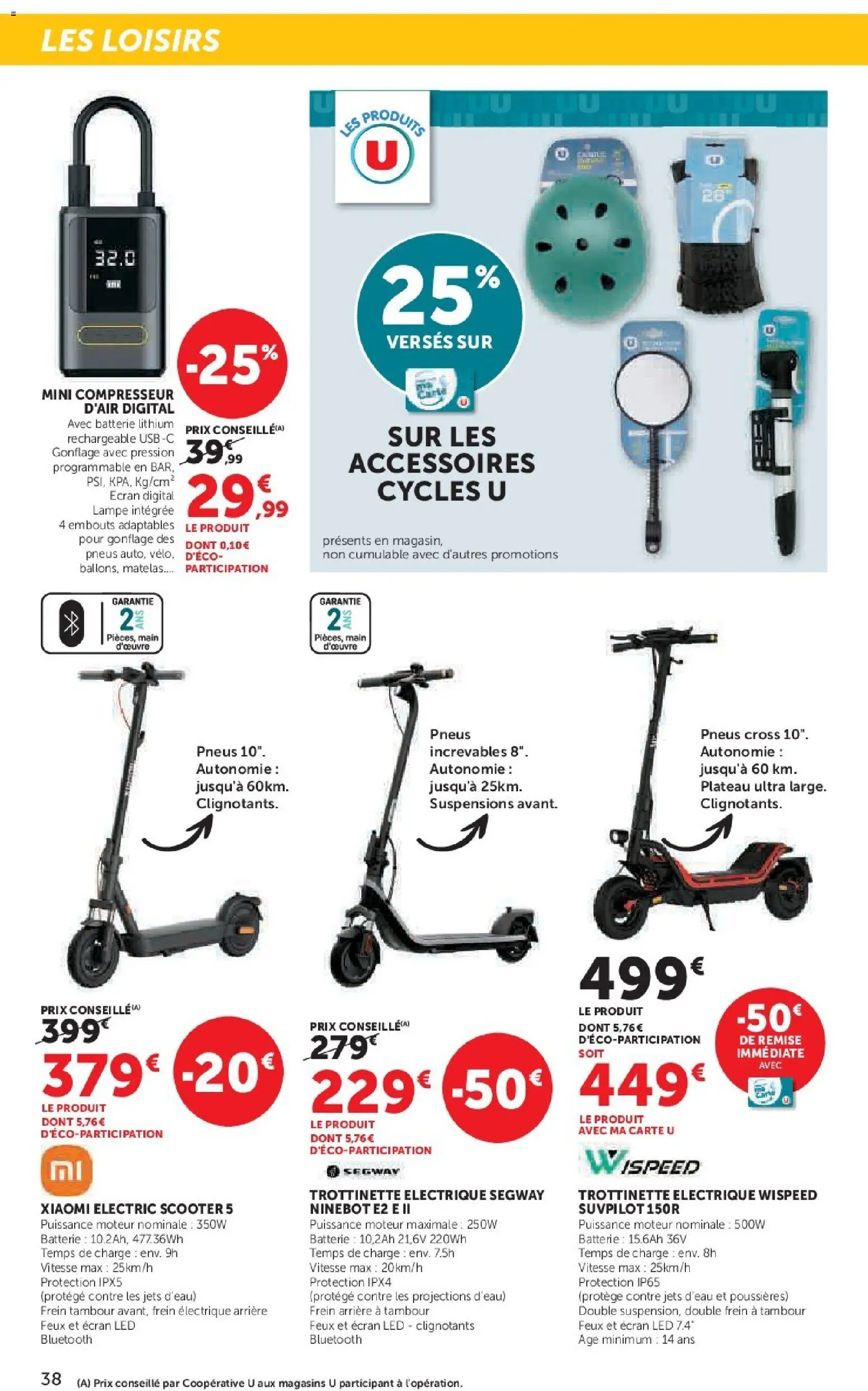 {H1} | Page: 38 | Produits: Pneus, Trottinette électrique, Matelas, Lampe