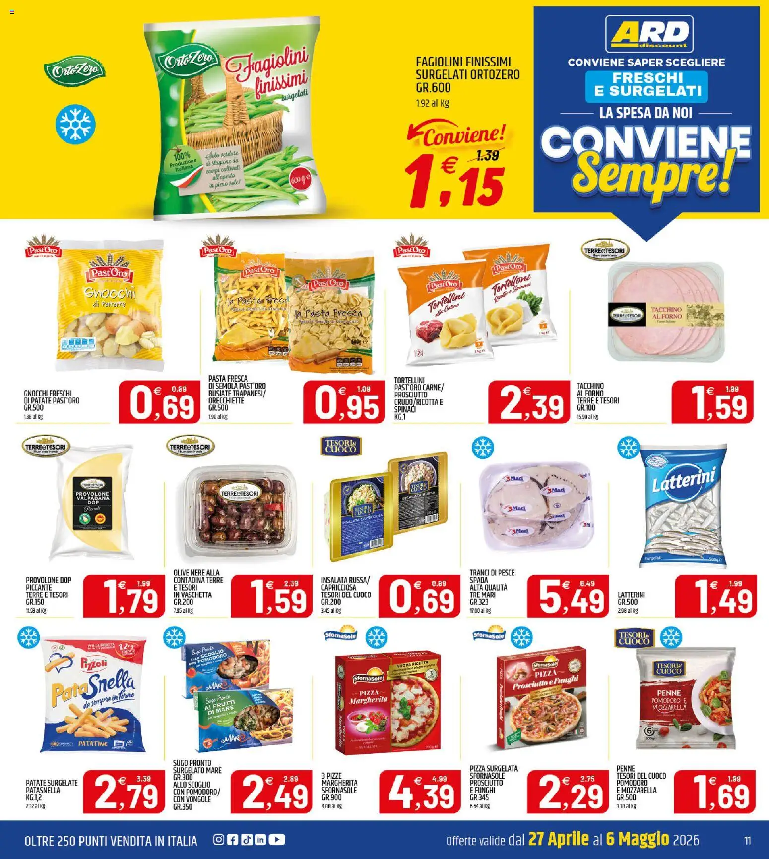 Volantino ARD Discount del 27.04.2026 | Pagina: 11 | Prodotti: Provolone, Patate, Funghi, Fagiolini