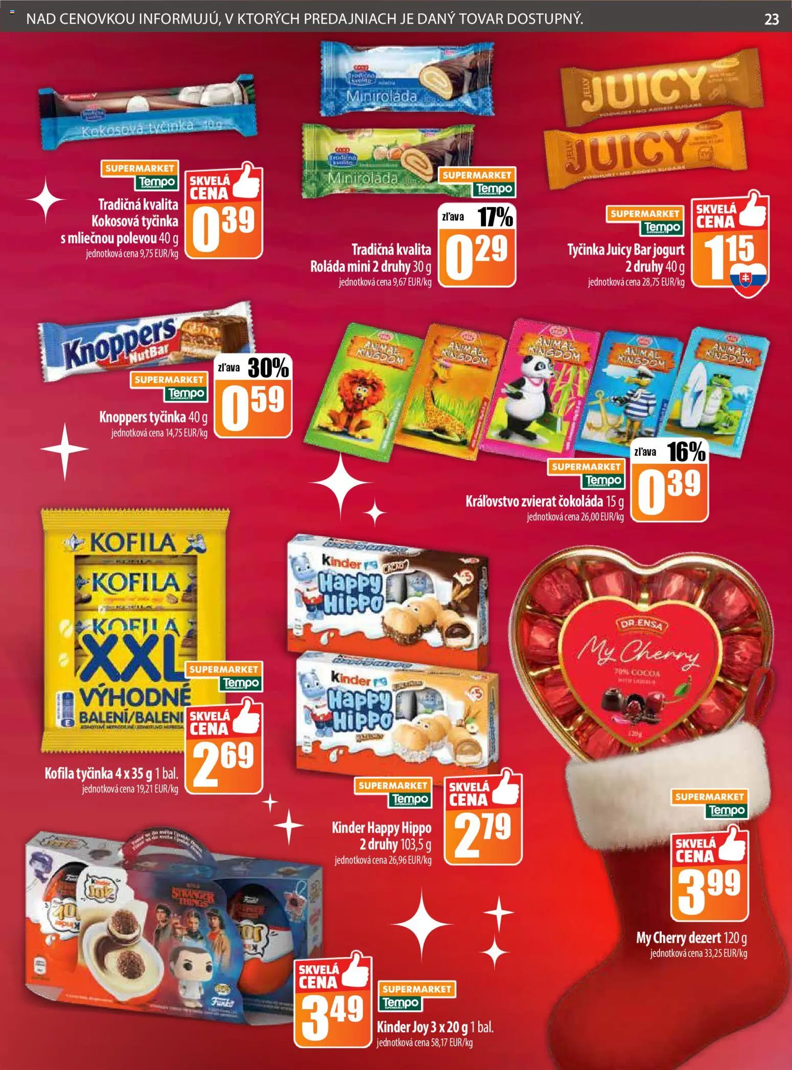 Nové COOP Jednota akcie – leták je platný od 04.12.2025 | Strana: 23 | Produkty: Jogurt, Kinder, Čokoláda