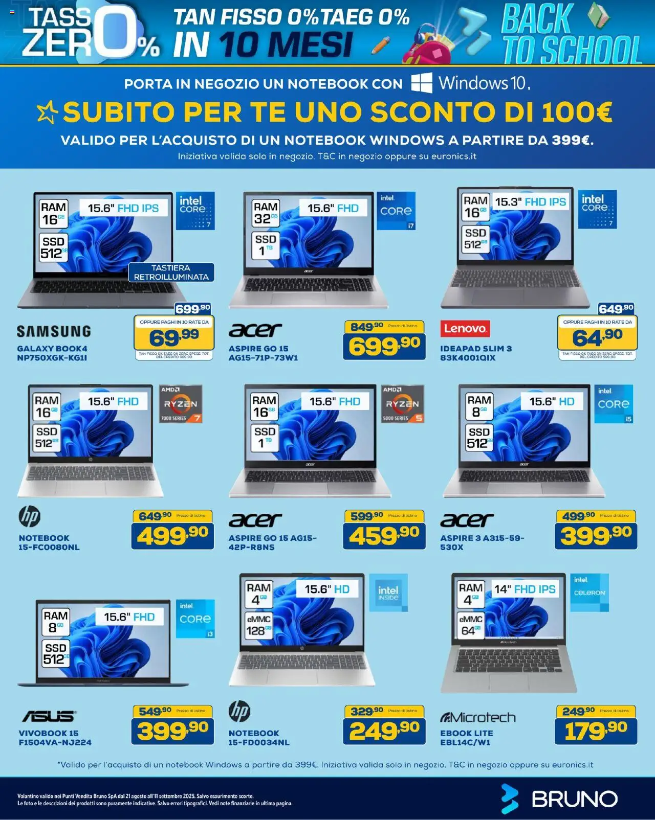 Volantino BRUNO del 21.08.2025 | Pagina: 4 | Prodotti: Notebook, Tè, Tastiera, Samsung