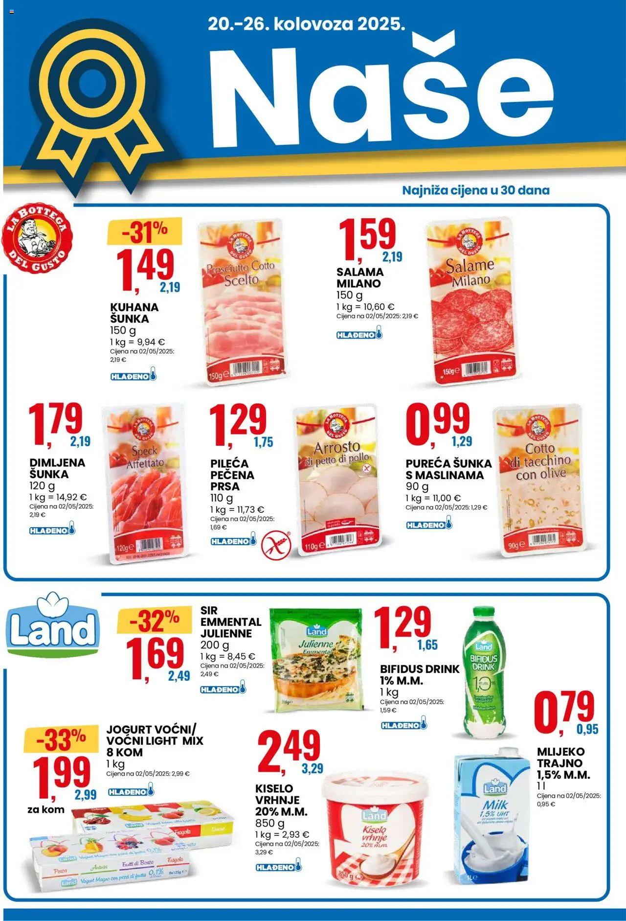 Eurospin katalog | vrijedi od 20.08.2025 | Stranica: 2 | Proizvodi: Mlijeko, Jogurt, Salama, Šunka