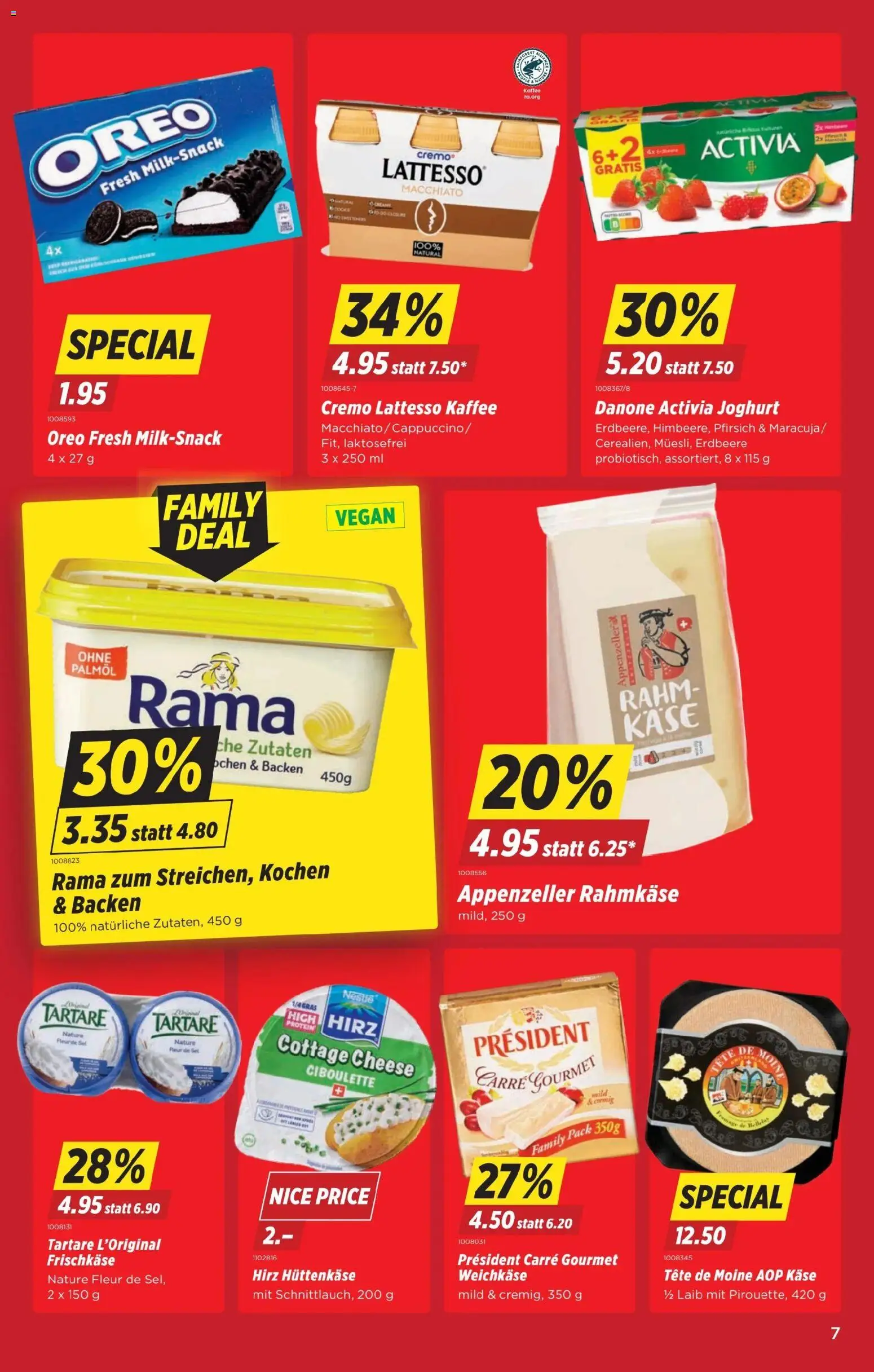 Denner Aktionen – gültig ab 04.11.2025 | Seite: 7 | Produkte: Käse, Joghurt, Hüttenkäse, Pfirsich
