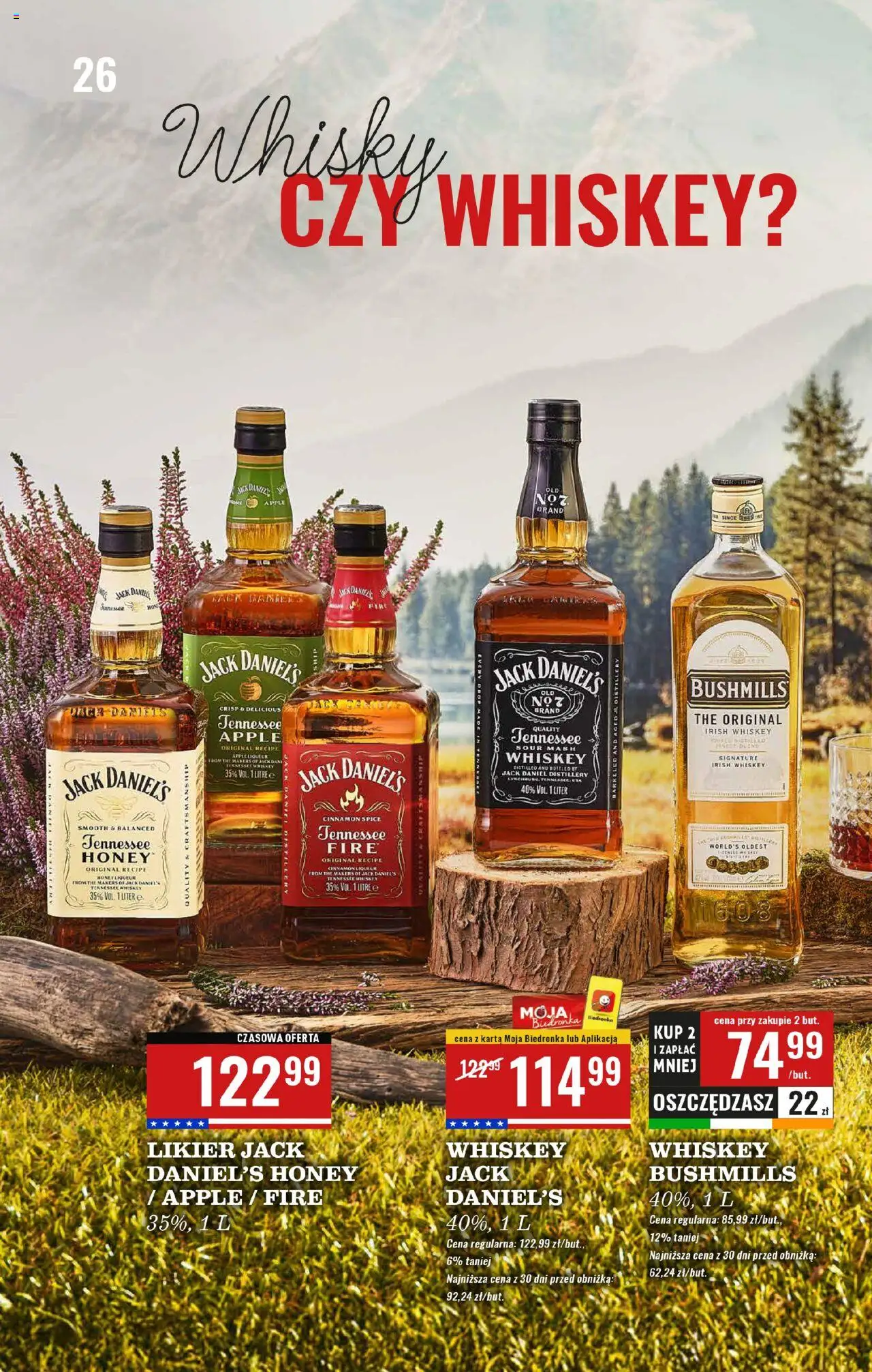 Biedronka gazetka - Czas na toast od 22.09.2025 | Strona: 26 | Produkty: Karta, Jack Daniel's Honey, Jack Daniel's, Whisky