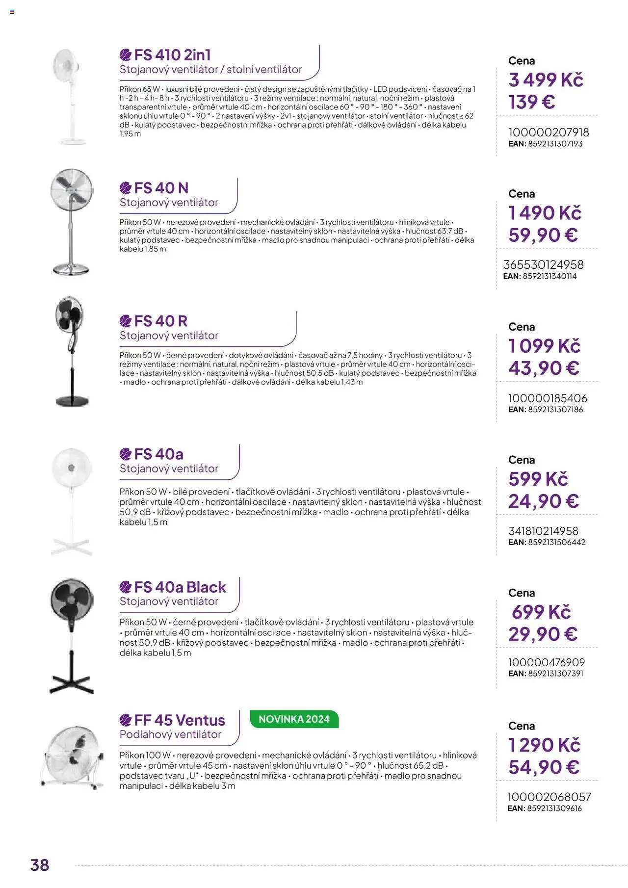 Expert elektro katalog - ECG - Malé domácí spotřebiče od 01.10.2024 | Strana: 38 | Produkty: Hodiny, Ventilátor, Časovač, LED