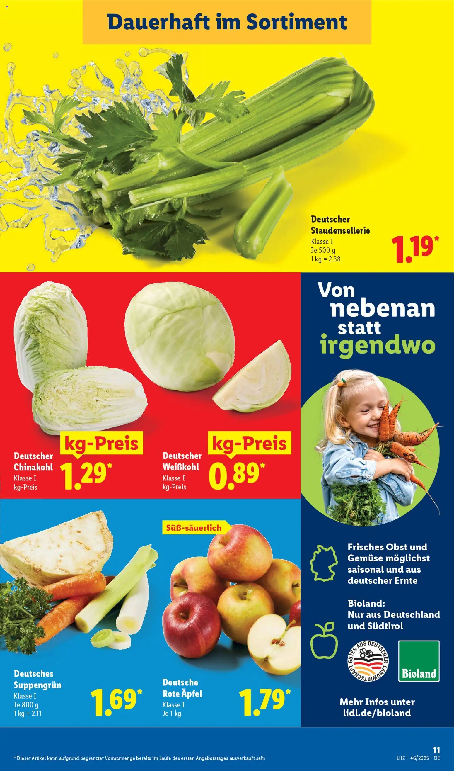 Lidl - Prospekt – gültig ab 10.11.2025 | Seite: 13 | Produkte: Äpfel, Gemüse, Obst, Chinakohl