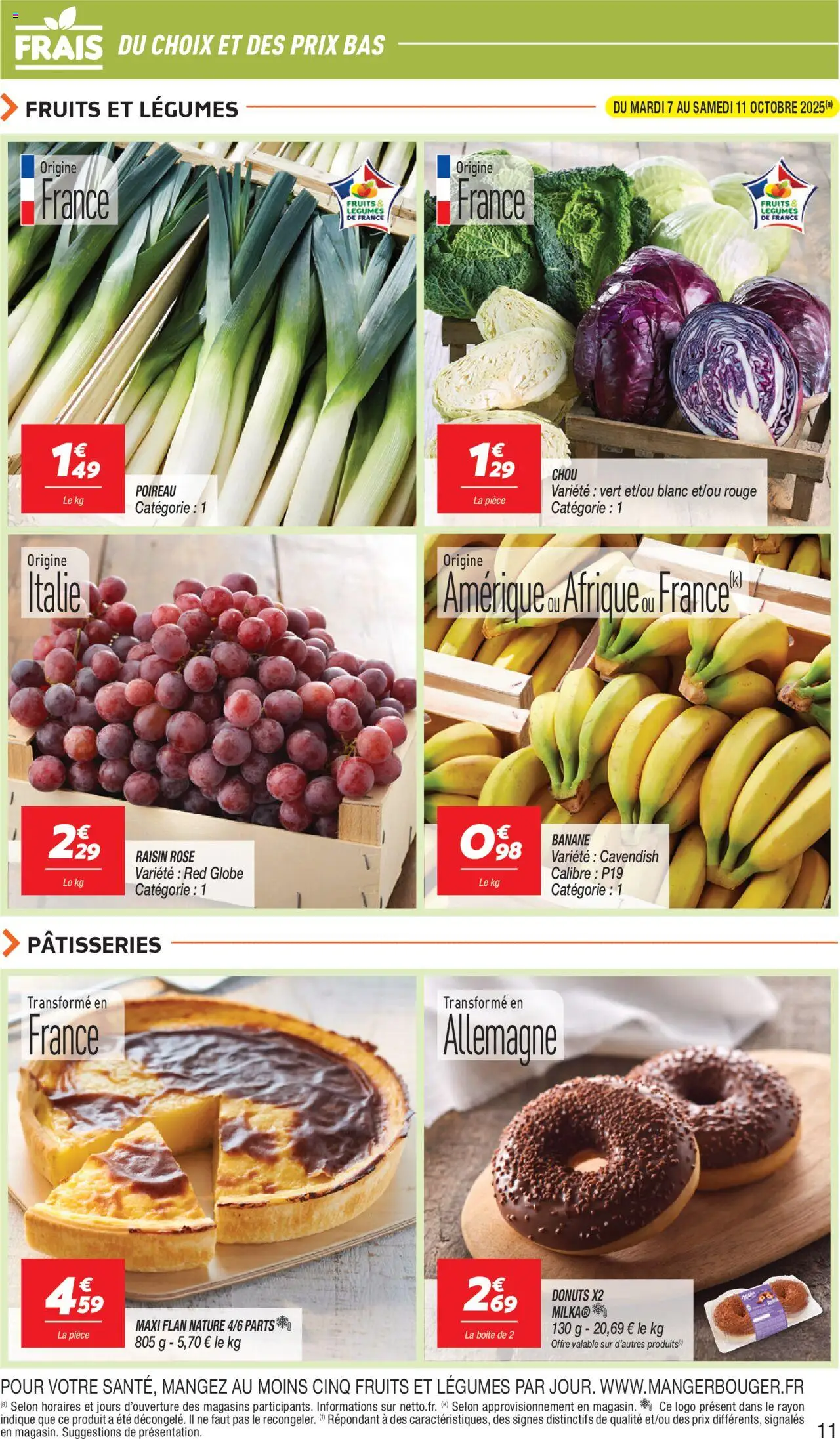 {H1} | Page: 11 | Produits: Raisin, Poireau, Banane