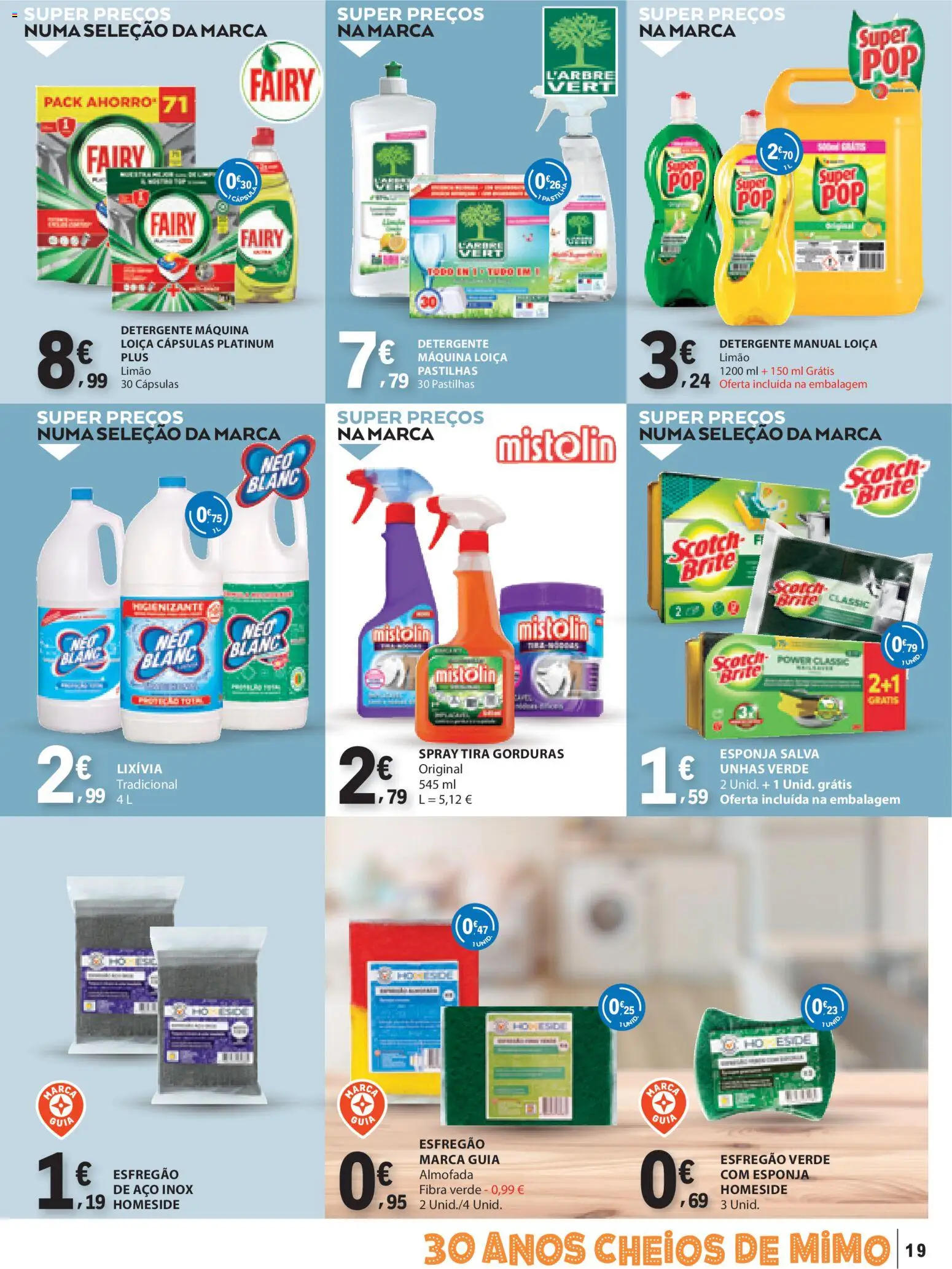 E.Leclerc Têxtil Lar e Limpeza │ válido de 30.12.2025 | Página: 19 | Produtos: Esfregão, Esponja, Detergente, Almofada