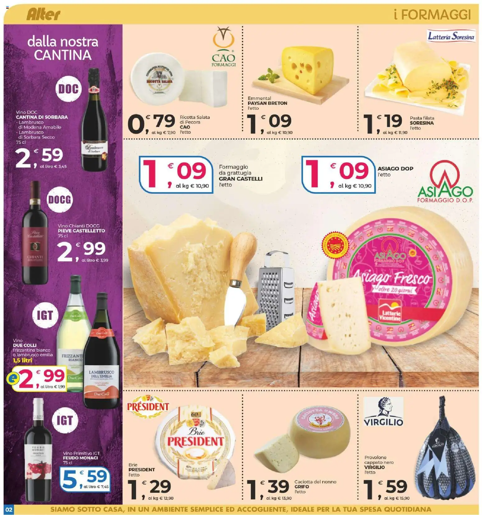 Volantino Alter Discount del 22.04.2026 | Pagina: 2 | Prodotti: Provolone, Formaggio, Pasta, Emmental