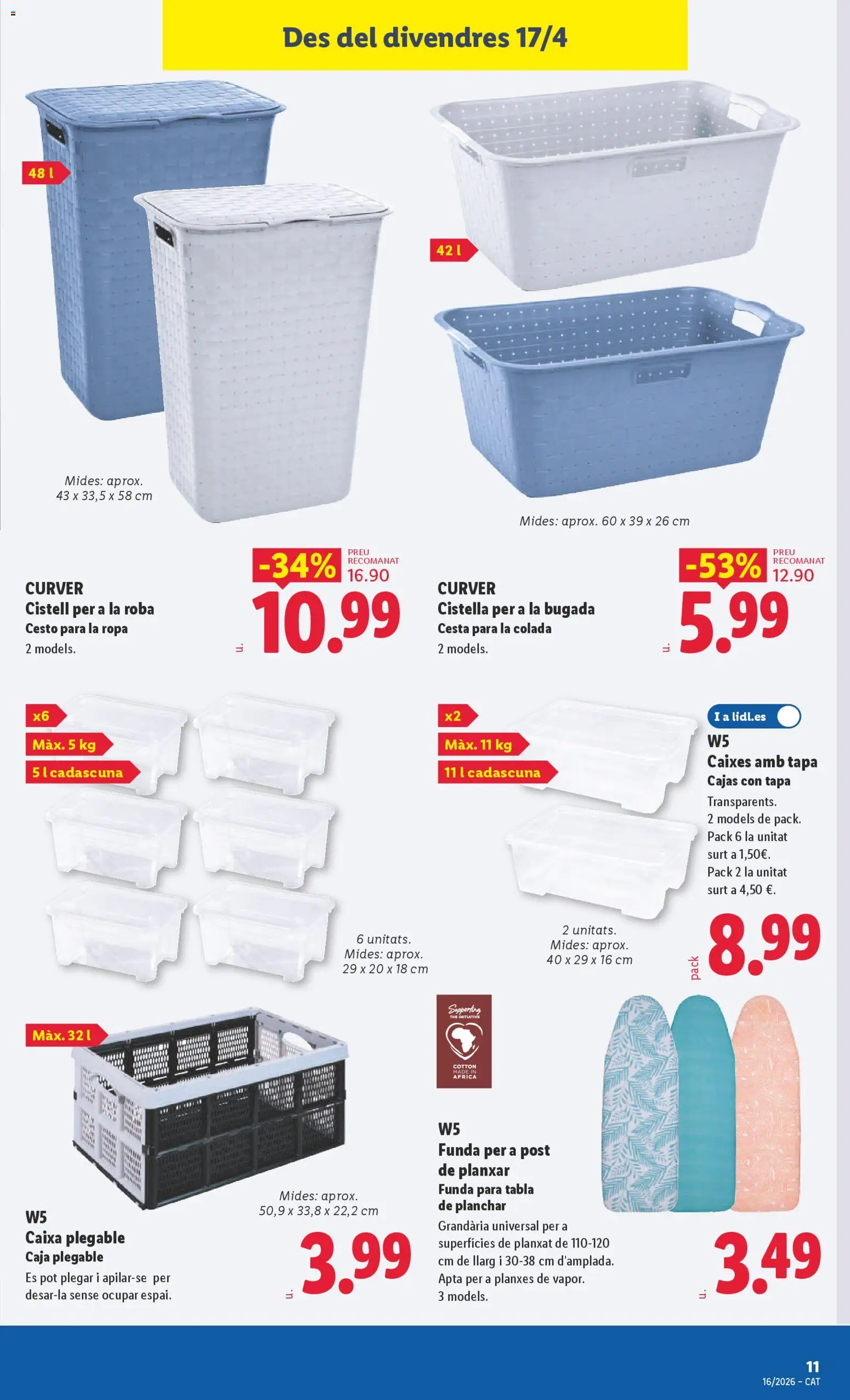 Lidl folleto de bazar │ válido desde el 13.04.2026 | Página: 19 | Productos: Ropa, Funda para tabla de planchar, Tabla de planchar, Caja