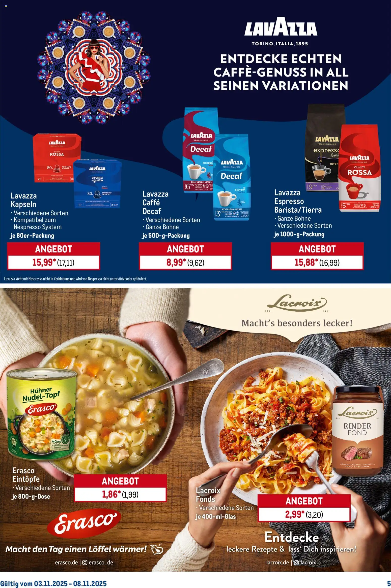 Metro Starke Marken – gültig ab 03.11.2025 | Seite: 5 | Produkte: Lavazza, Erasco