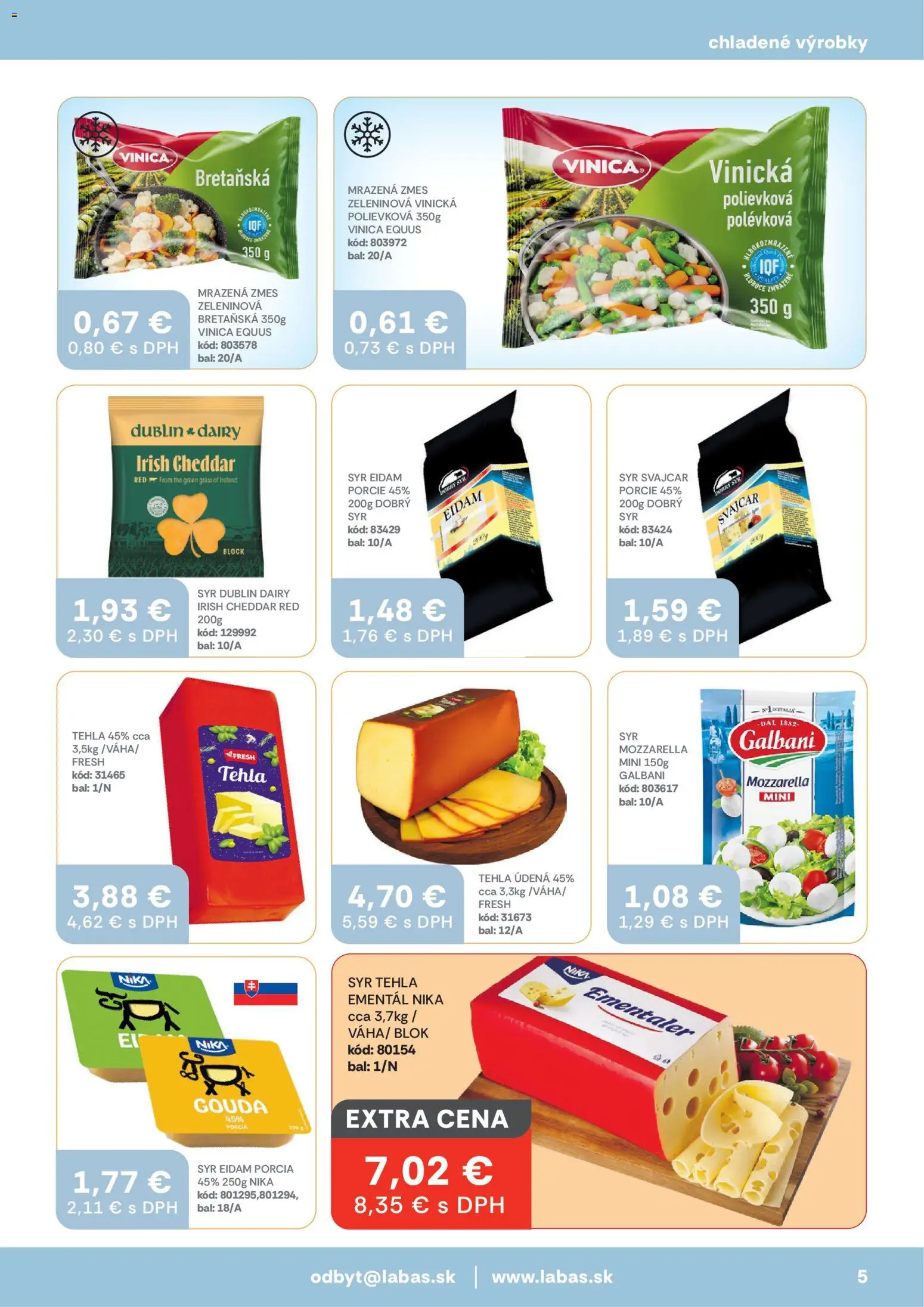 Nové Labaš akcie – leták je platný od 27.03.2026 | Strana: 5 | Produkty: Syr, Gouda, Eidam, Mozzarella
