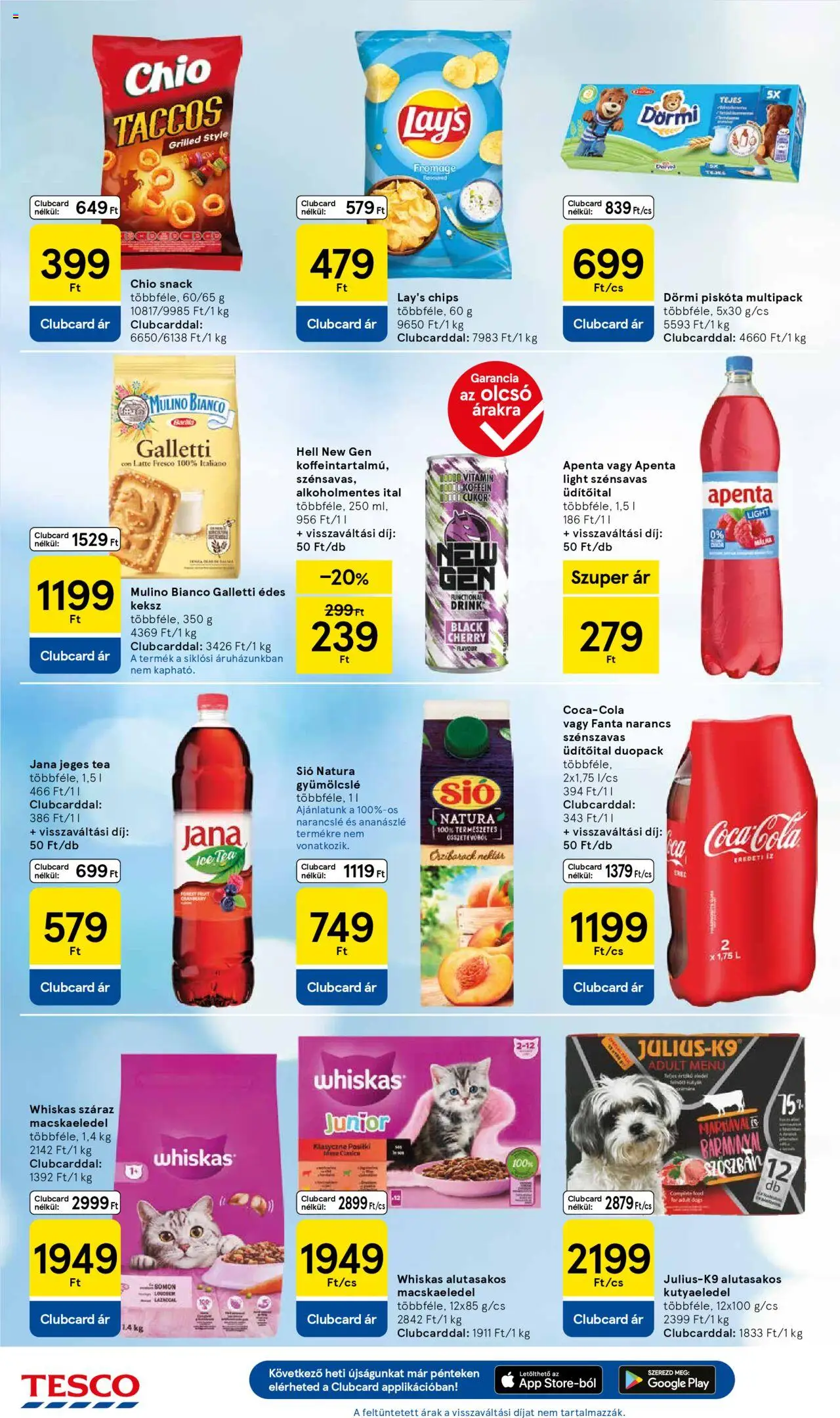 Tesco akciós ujság - amely érvényes a következő dátumtól: 07.08.2025 | Oldal: 6 | Termékek: Piskóta, Chips, Kutyaeledel, Narancslé