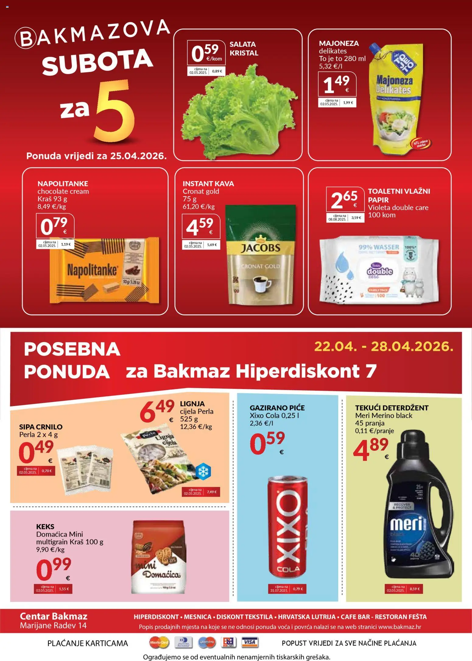 Bakmaz katalog | vrijedi od 22.04.2026 | Stranica: 8 | Proizvodi: Deterdžent, Keks, Salata, Napolitanke