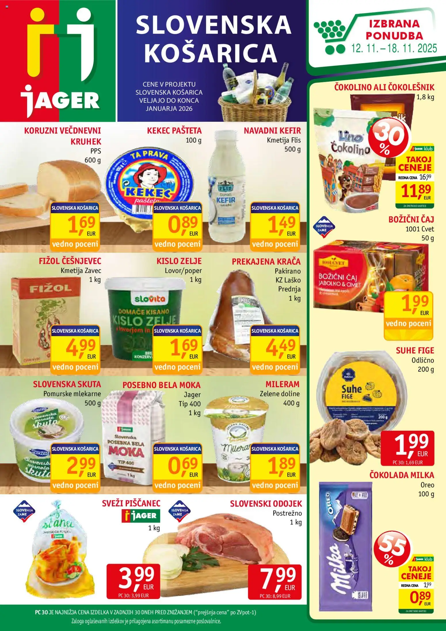 Novi Jager katalog ponudbe – veljaven od 12.11.2025 | Stran: 1 | Izdelki: Moka, Kefir, Čokolino, Zelje