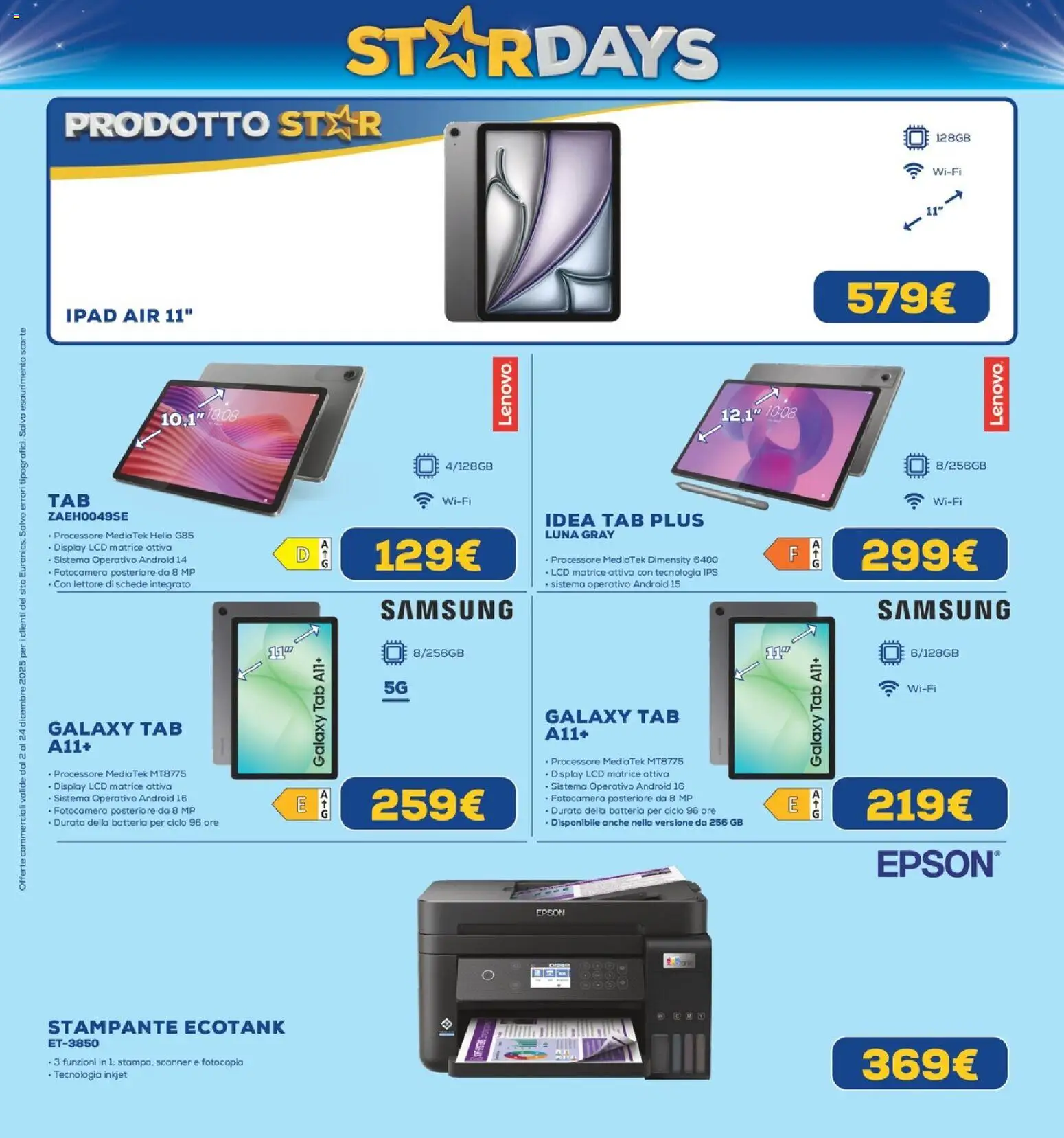 Volantino Euronics del 02.12.2025 | Pagina: 7 | Prodotti: Stampante, Fotocamera, Batteria, Samsung