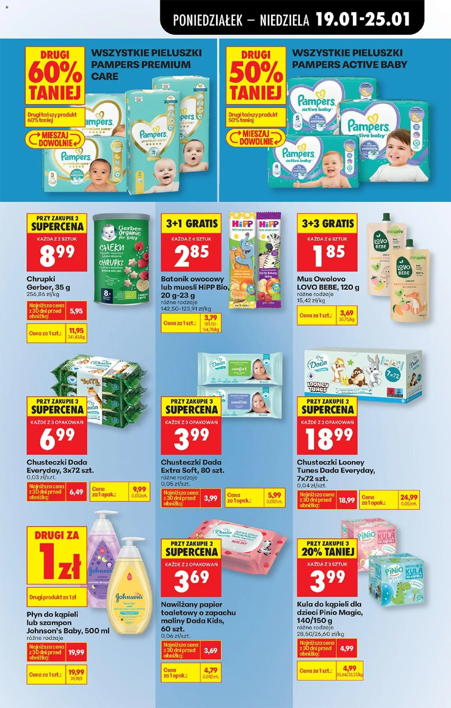 Biedronka gazetka od 19.01.2026 | Strona: 73 | Produkty: Kula do kąpieli, Papier toaletowy, Pampers, Szampon