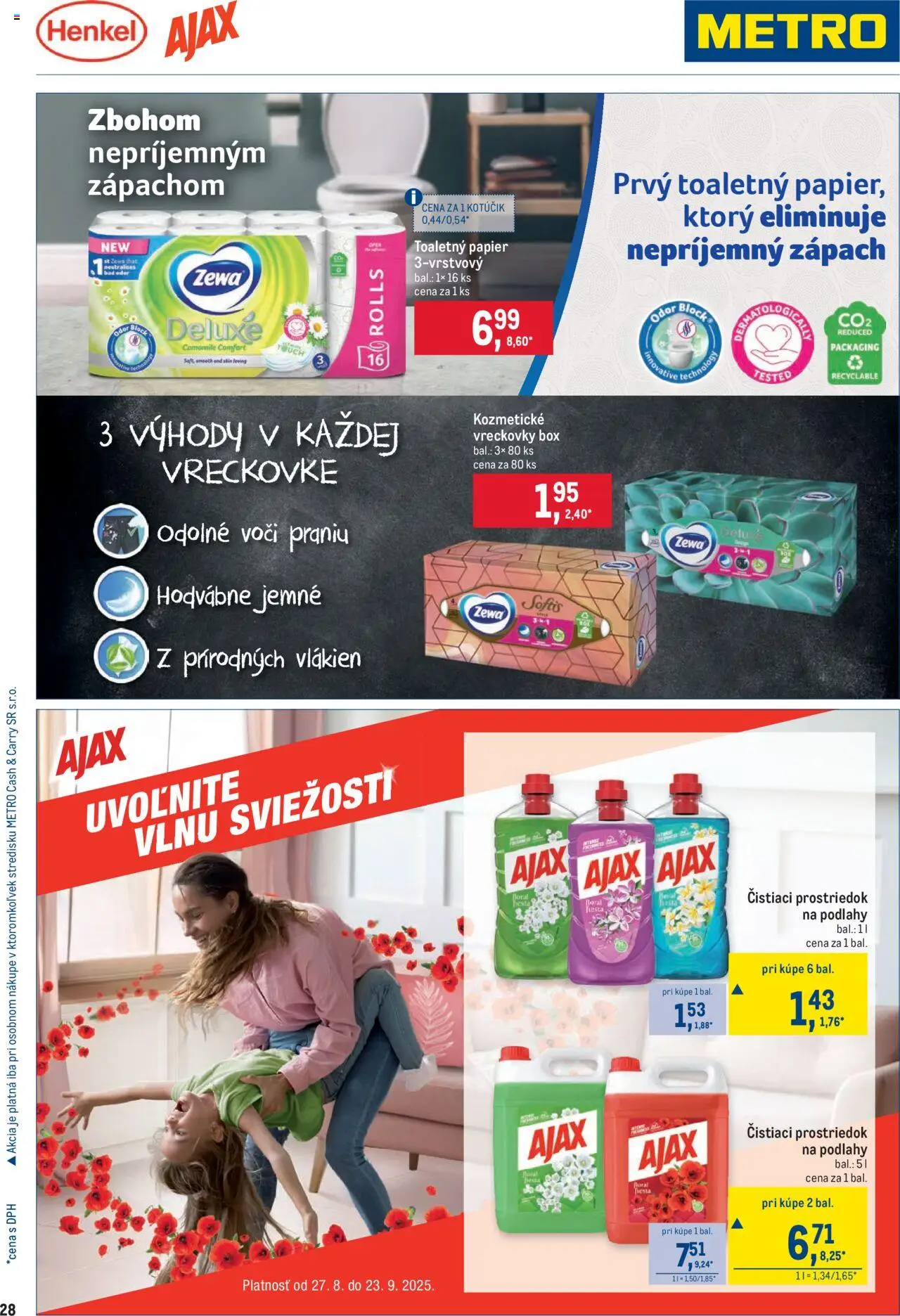Metro Obchodní partneri │ platný od 27.08.2025 | Strana: 28 | Produkty: Toaletný papier, Čistiaci prostriedok, Vesta
