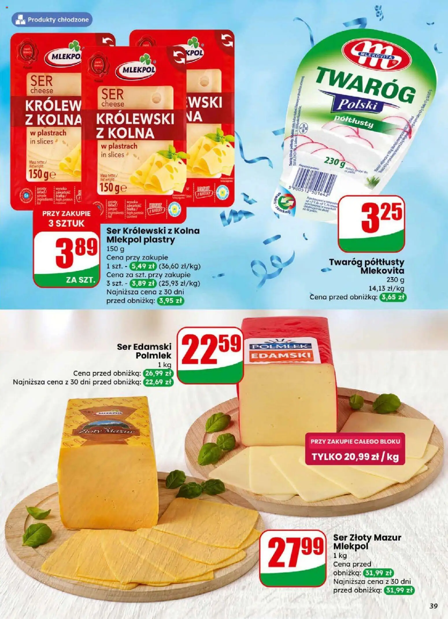Dino Gazetka od 31.12.2025 | Strona: 39 | Produkty: Twaróg półtłusty, Ser, Ser edamski, Twaróg