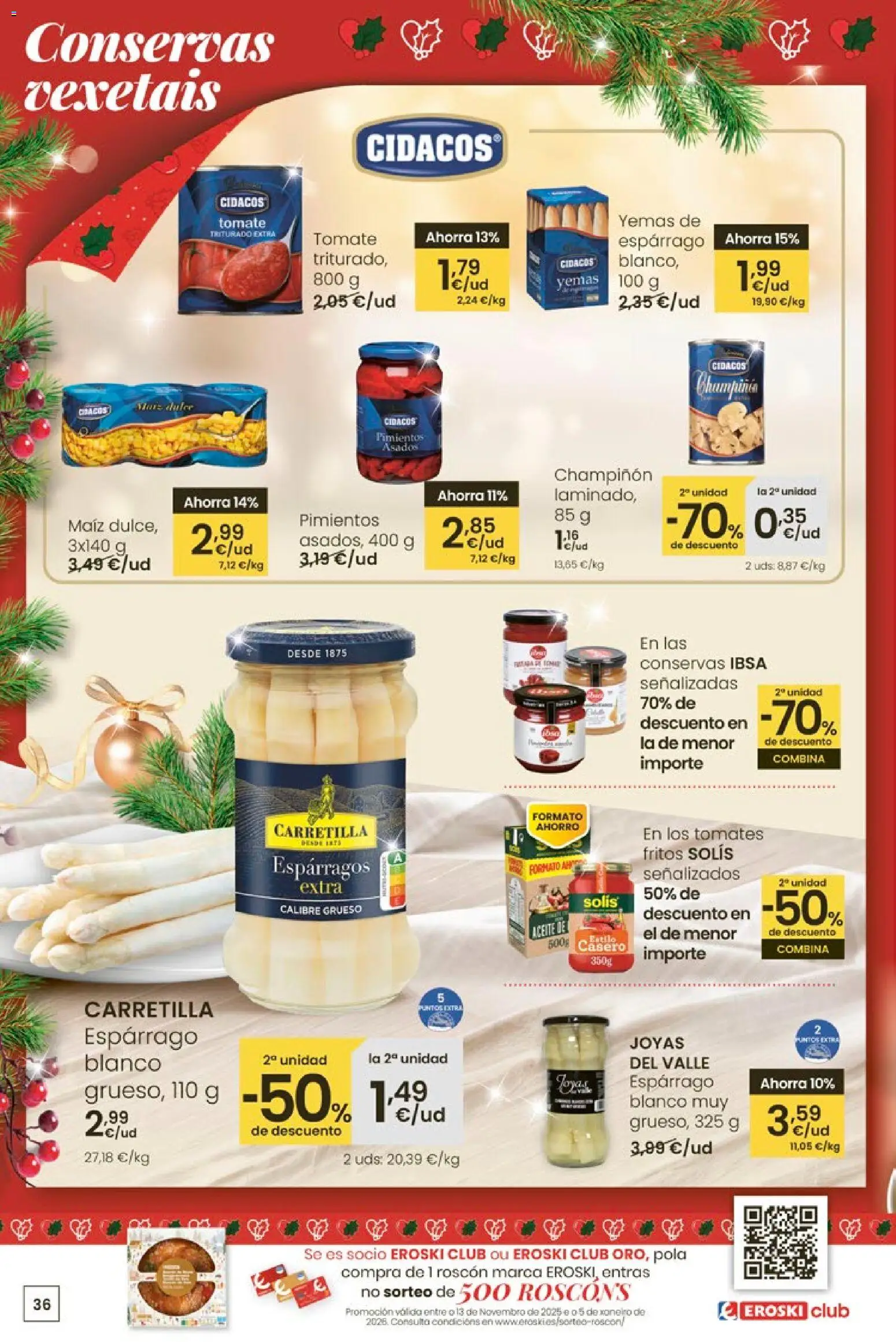 Eroski - Nadal │ válido desde el 18.12.2025 | Página: 36 | Productos: Aceite, Tomates, Νερό καρύδας