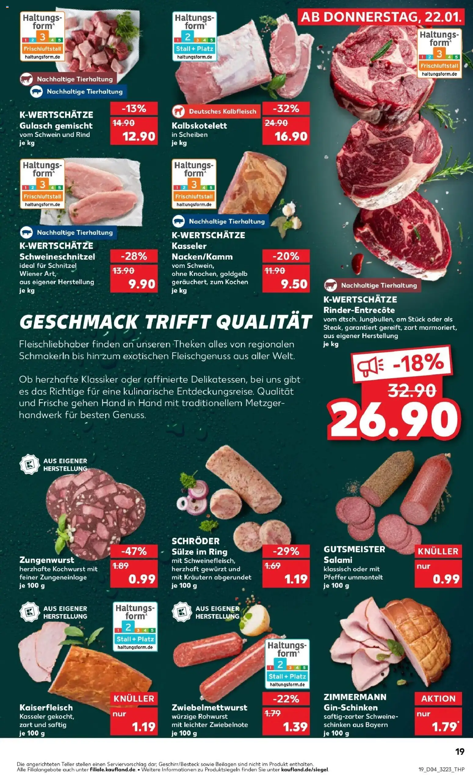 Kaufland prospekt Wesel	 – gültig ab 22.01.2026 | Seite: 19 | Produkte: Schnitzel, Pfeffer, Schinken, Gin