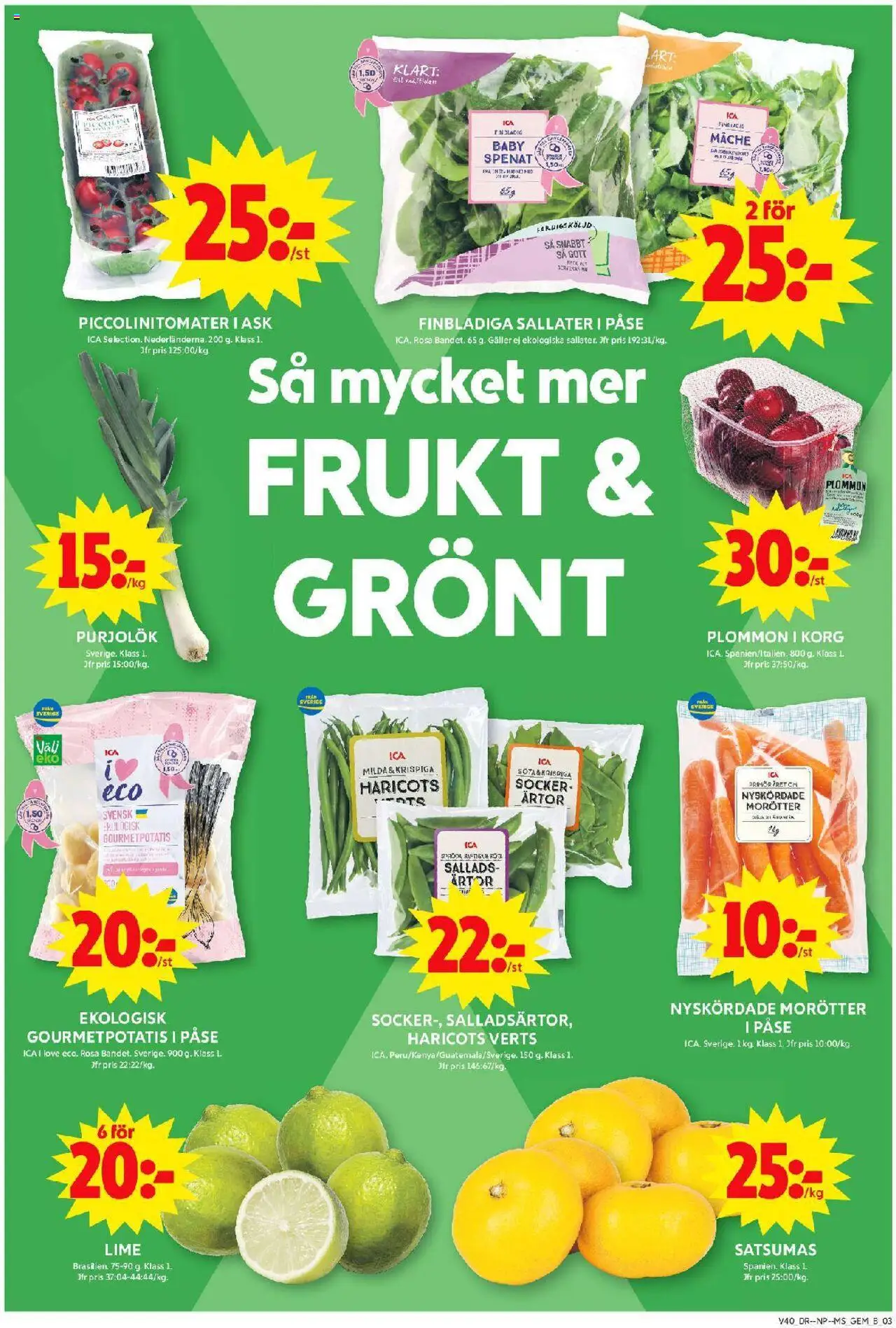 ICA Maxi reklamblad aktuell från 29.09.2025 | Sida: 3 | Produkter: Gem, Galler, Haricots verts, Korg
