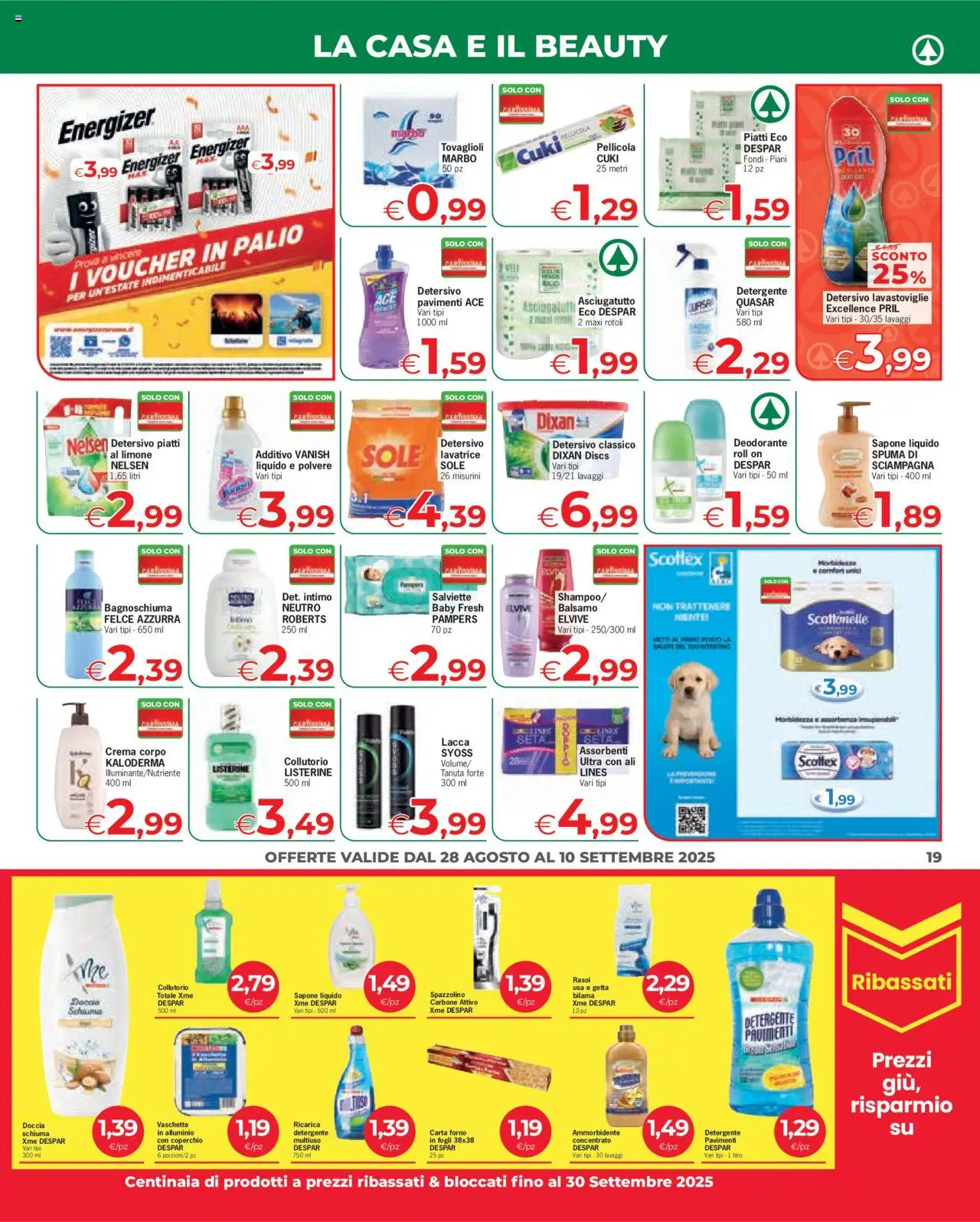 Volantino Eurospar del 28.08.2025 | Pagina: 19 | Prodotti: Sapone, Lavatrice, Alluminio, Doccia
