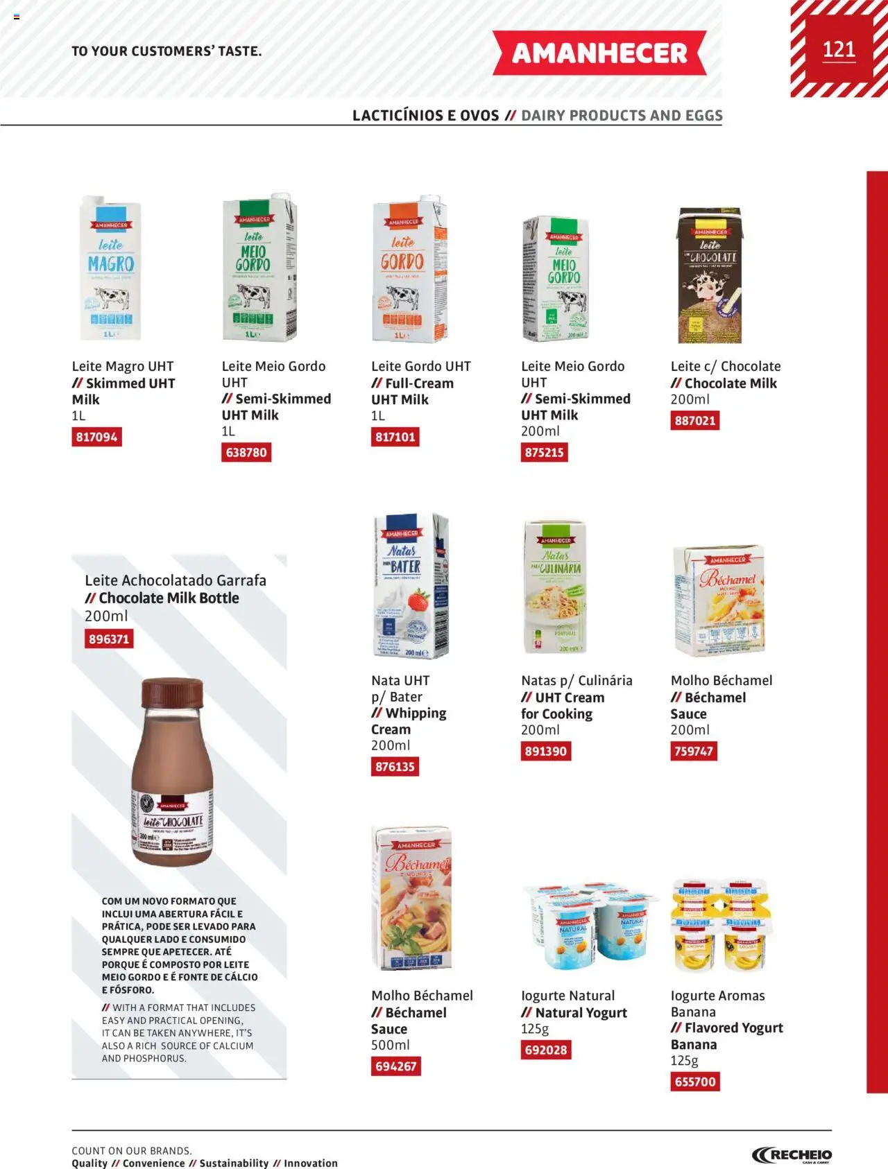Recheio AS NOSSAS MARCAS │ válido de 19.12.2023 | Página: 121 | Produtos: Banana, Cálcio, Leite, Chocolate
