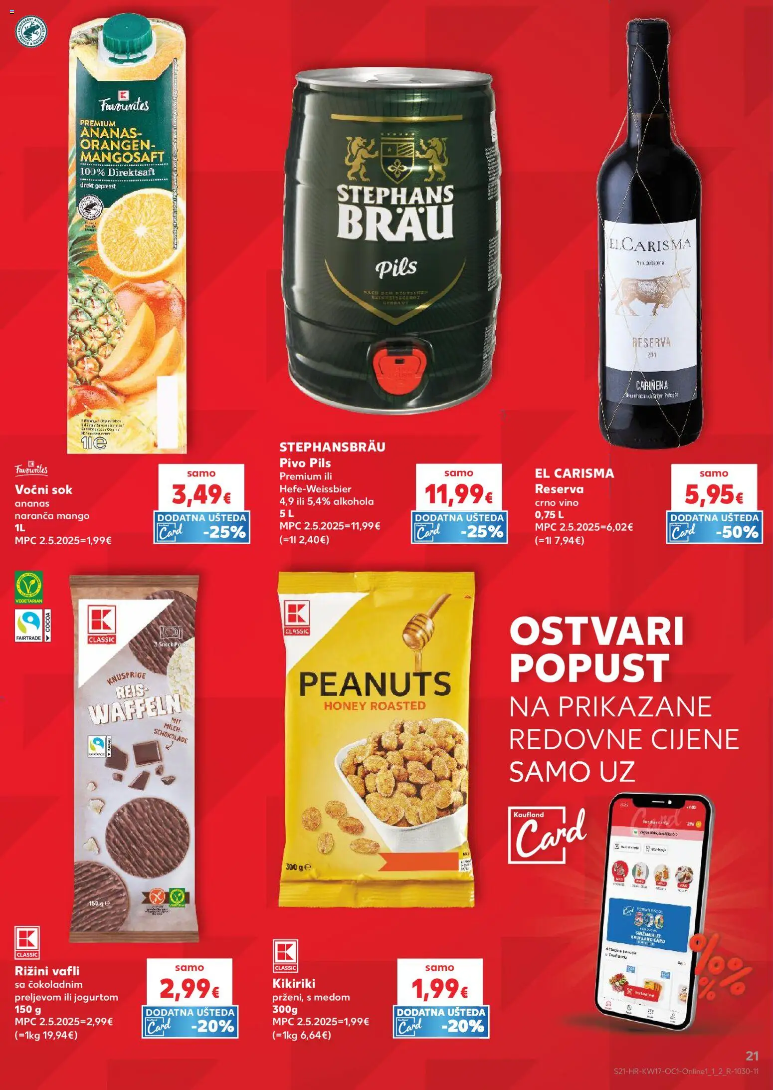 Kaufland katalog | vrijedi od 22.04.2026 | Stranica: 21 | Proizvodi: Vino, Crno vino, Kikiriki, Vafli