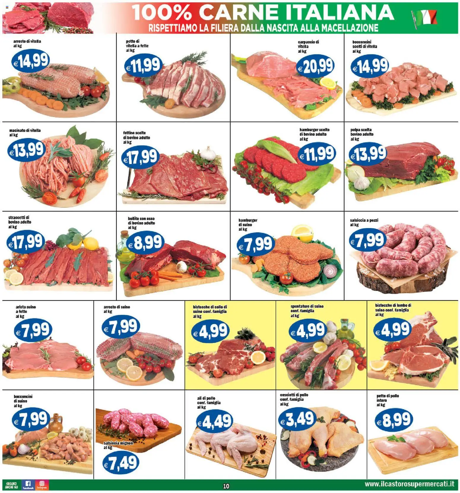Volantino Il Castoro del 18.11.2025 | Pagina: 10 | Prodotti: Bovino, Arrosto, Pollo, Macinato