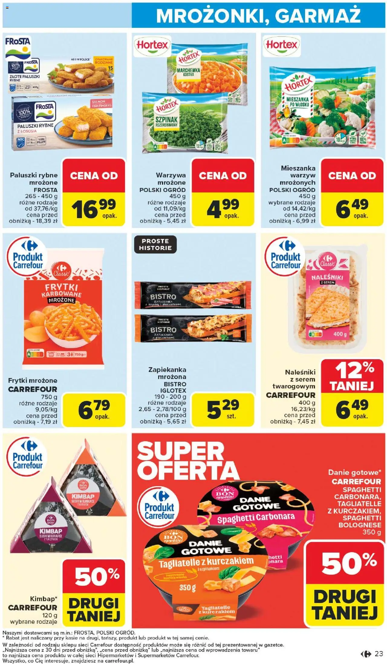 Carrefour Gazetka od 11.08.2025 | Strona: 27 | Produkty: Paluszki rybne, Sushi, Frytki mrożone, Marchewka
