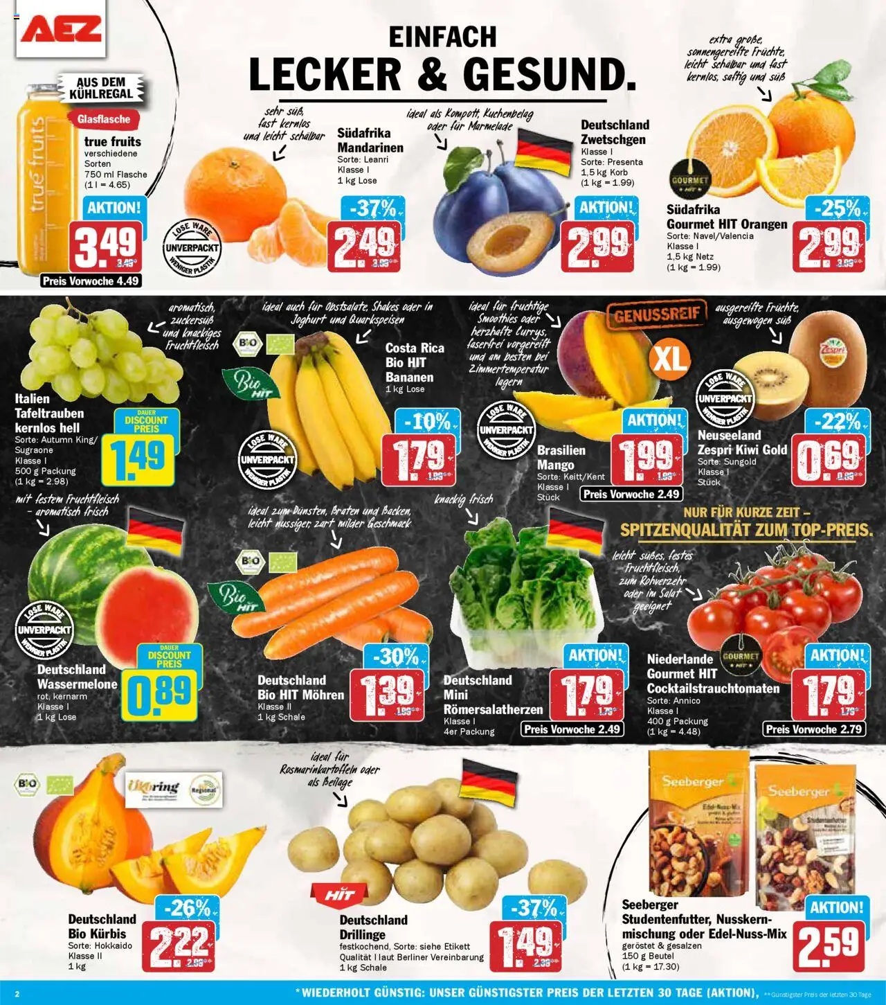 AEZ - Prospekt – gültig ab 08.09.2025 | Seite: 2 | Produkte: Korb, Bananen, Zwetschgen, Kiwi