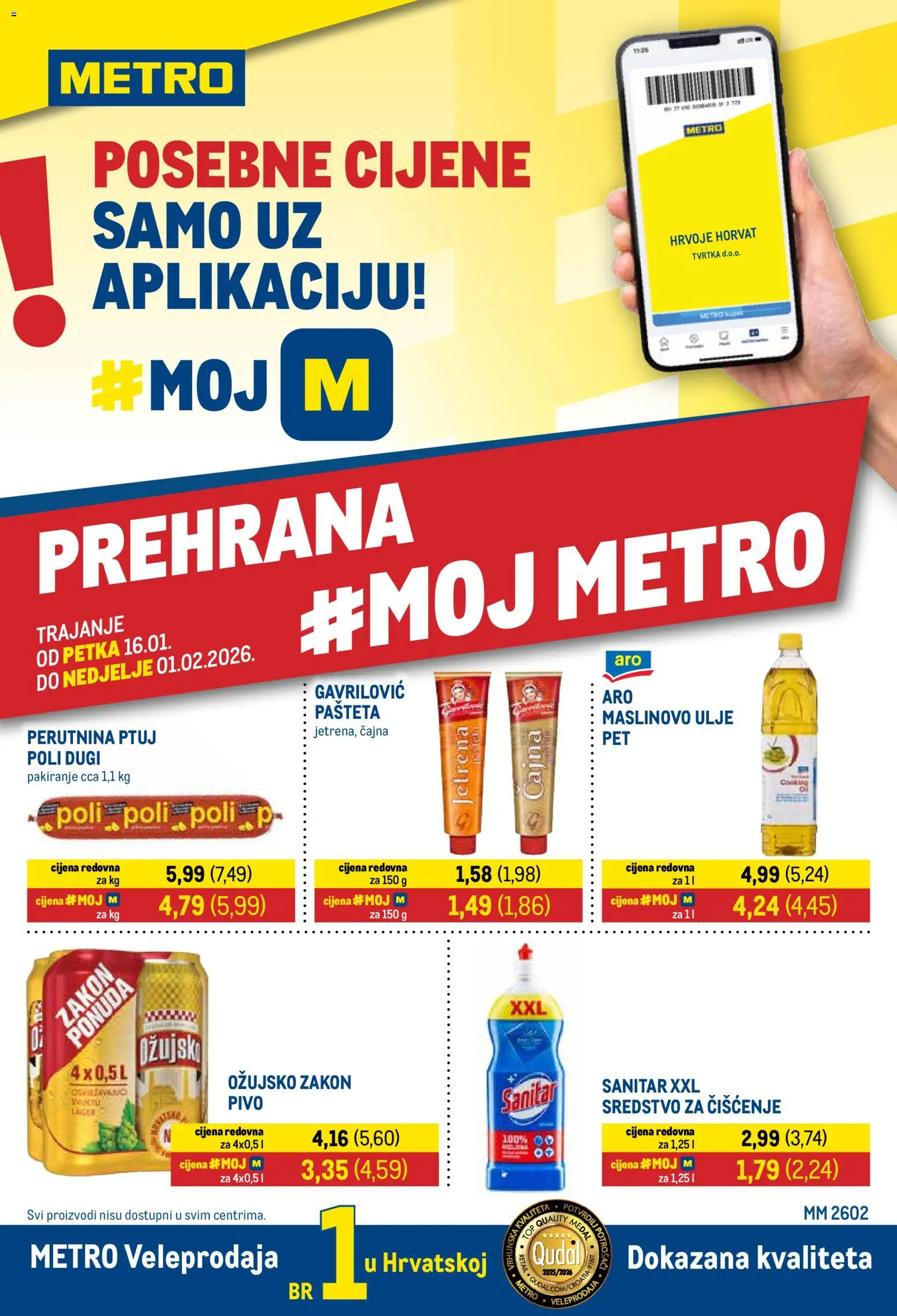 Metro katalog | vrijedi od 16.01.2026 | Stranica: 1 | Proizvodi: Med, Ulje, Ožujsko, Perutnina Ptuj