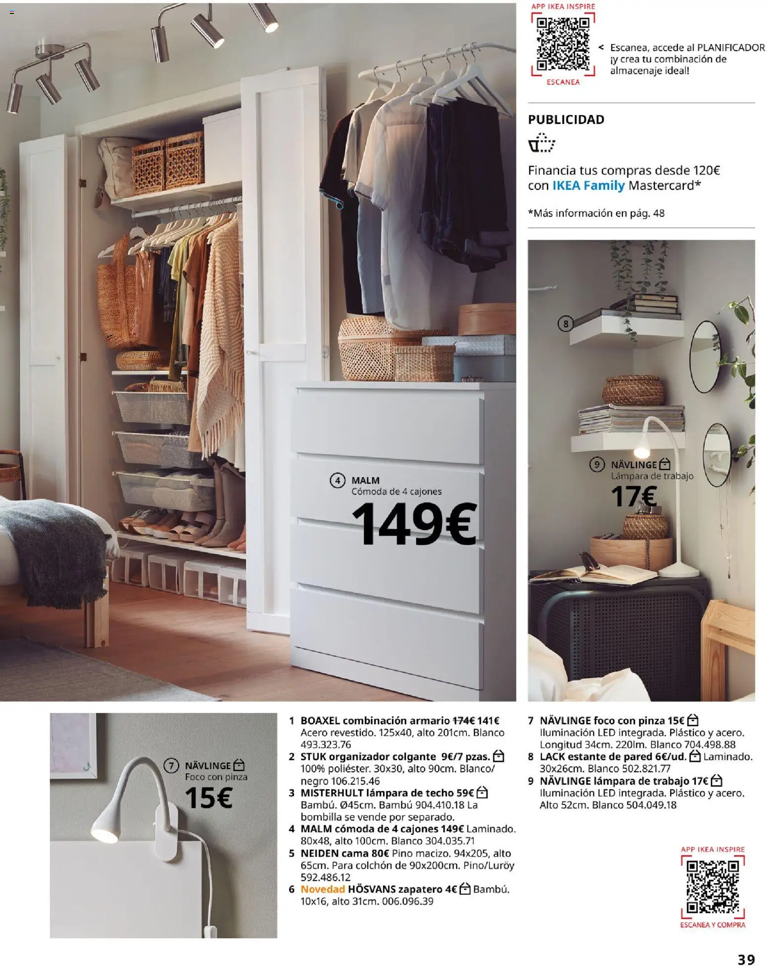 Catálogo IKEA Dormitorios │ válido desde el 01.02.2026 | Página: 39 | Productos: Organizador, Cama, Estante, Armario