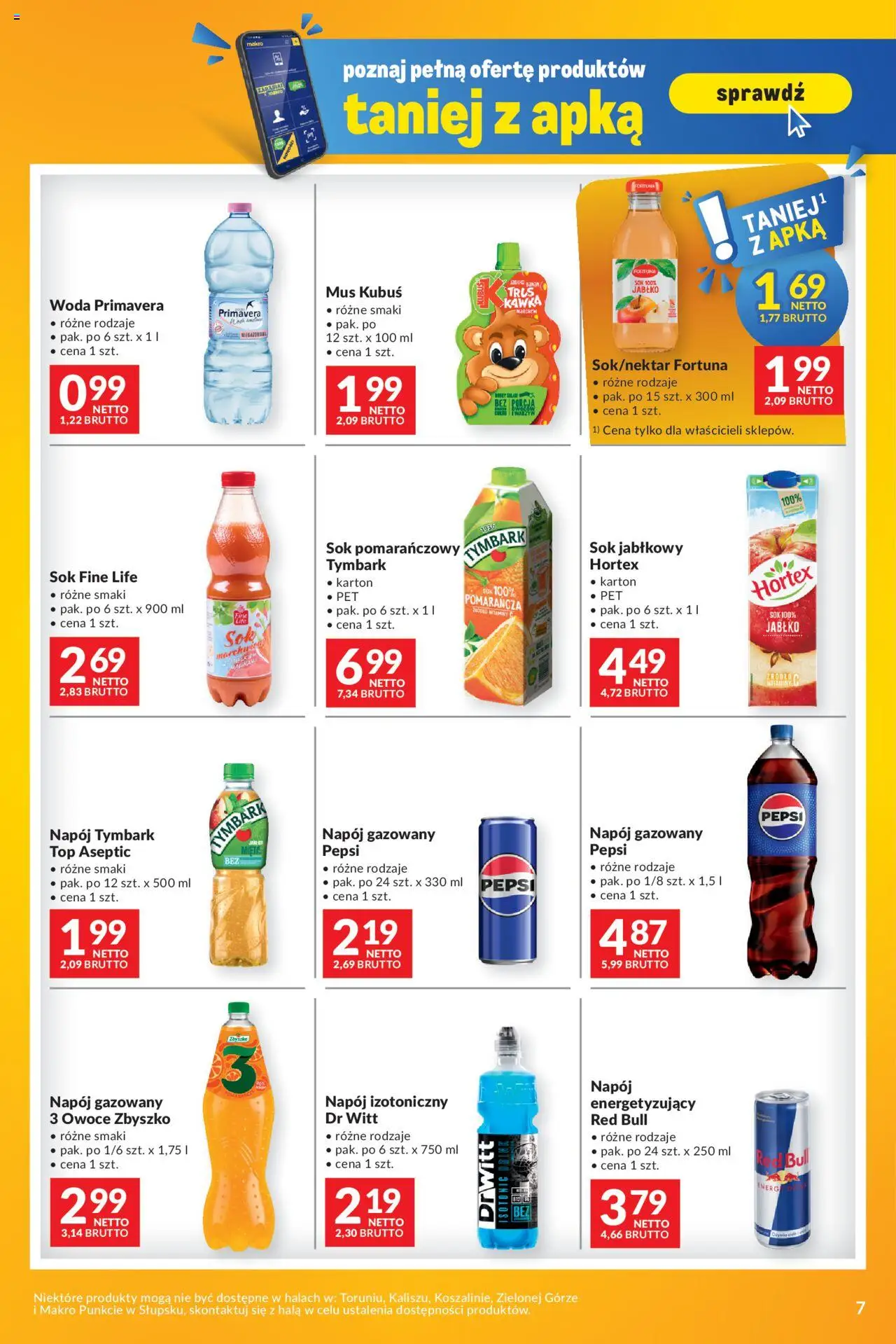 Makro Gazetka - Mega oferty dla Twojego Sklepu od 27.05.2025 | Strona: 7 | Produkty: Sok pomarańczowy, Pepsi, Sok, Owoce