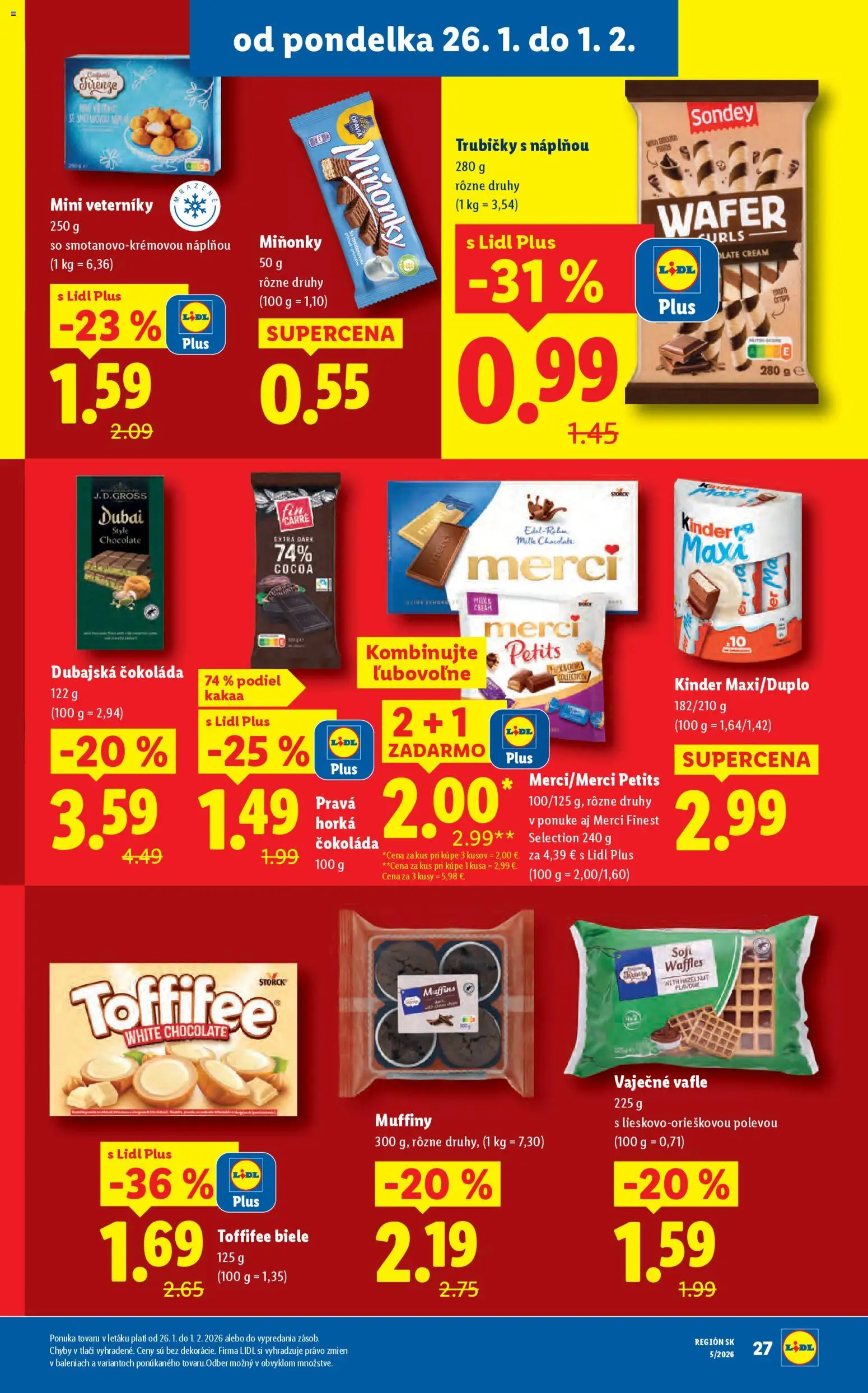 Nové Lidl akcie – leták je platný od 29.01.2026 | Strana: 67 | Produkty: Merci, Kinder, Čokoláda, Toffifee