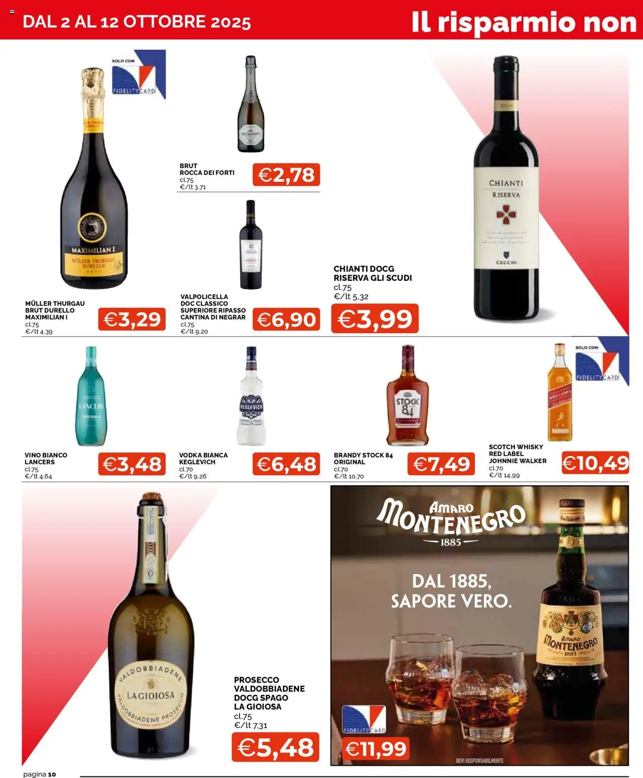 Volantino Mercatò del 02.10.2025 | Pagina: 10 | Prodotti: Prosecco, Whisky, Vino, Amaro