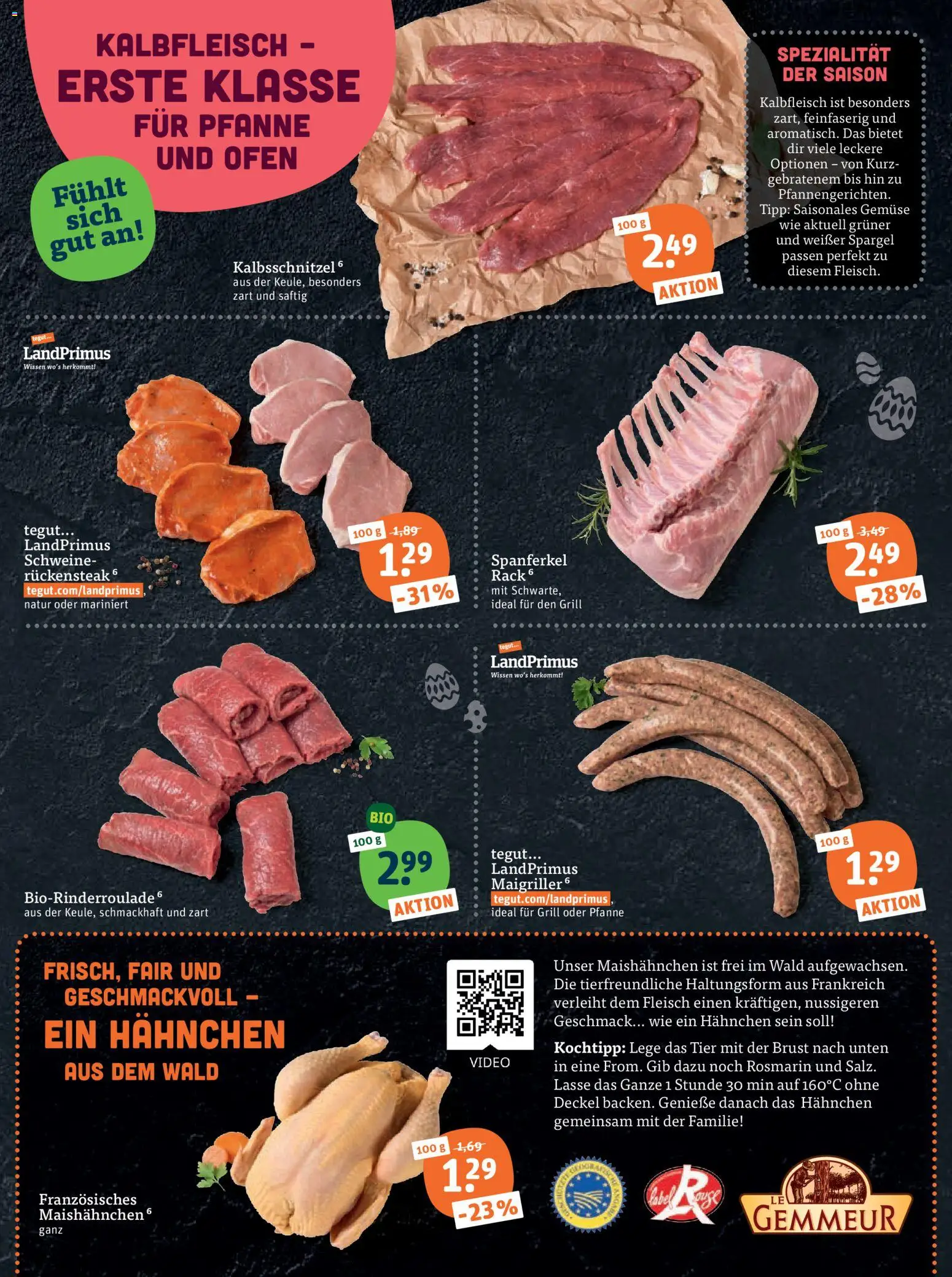 Tegut Prospekt 	 – gültig ab 30.03.2026 | Seite: 7 | Produkte: Ofen, Hahnchen, Gemüse, Video