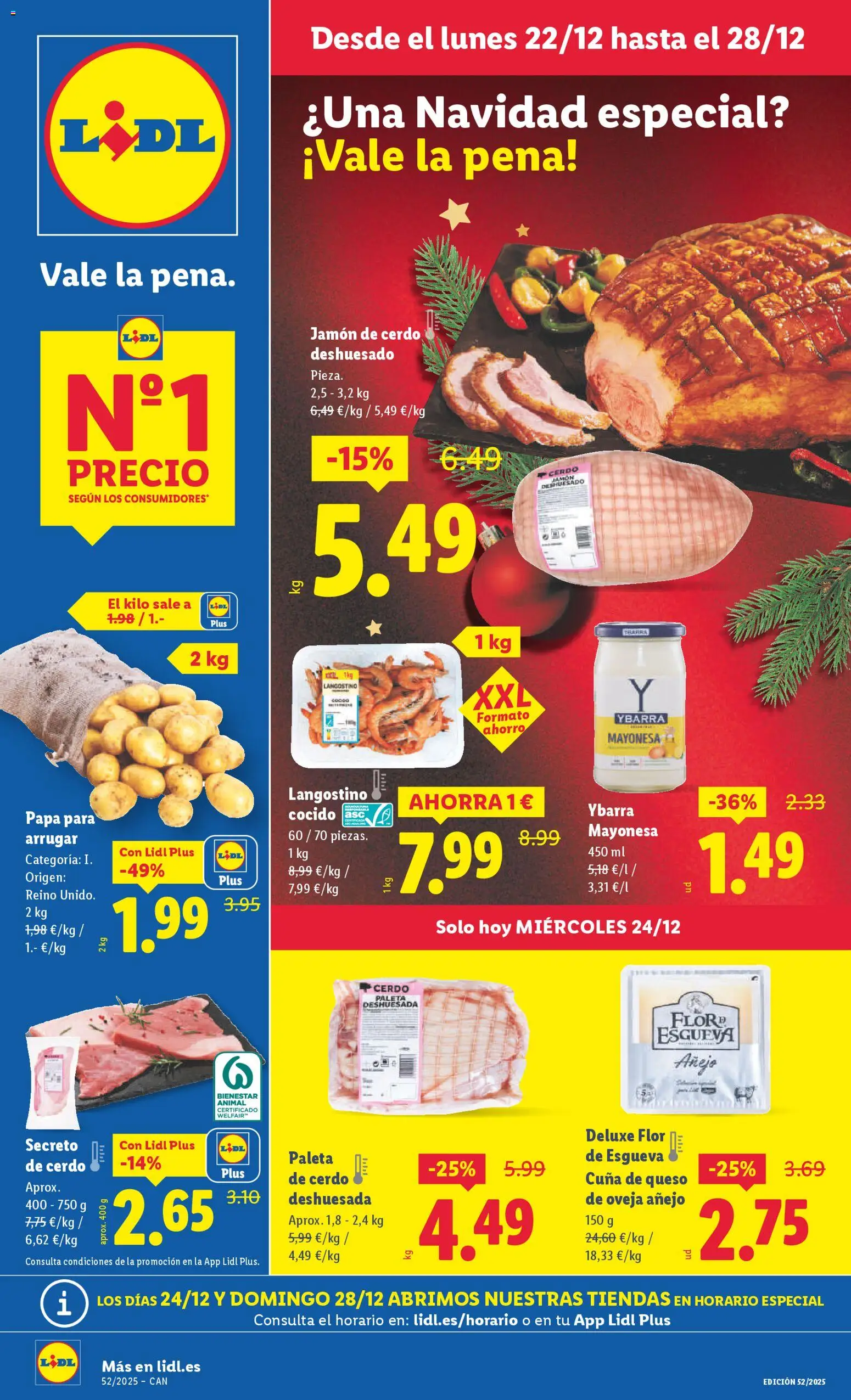 Lidl - Canarias │ válido desde el 22.12.2025 | Página: 1 | Productos: Queso de oveja, Jamón, Cuna, Langostino