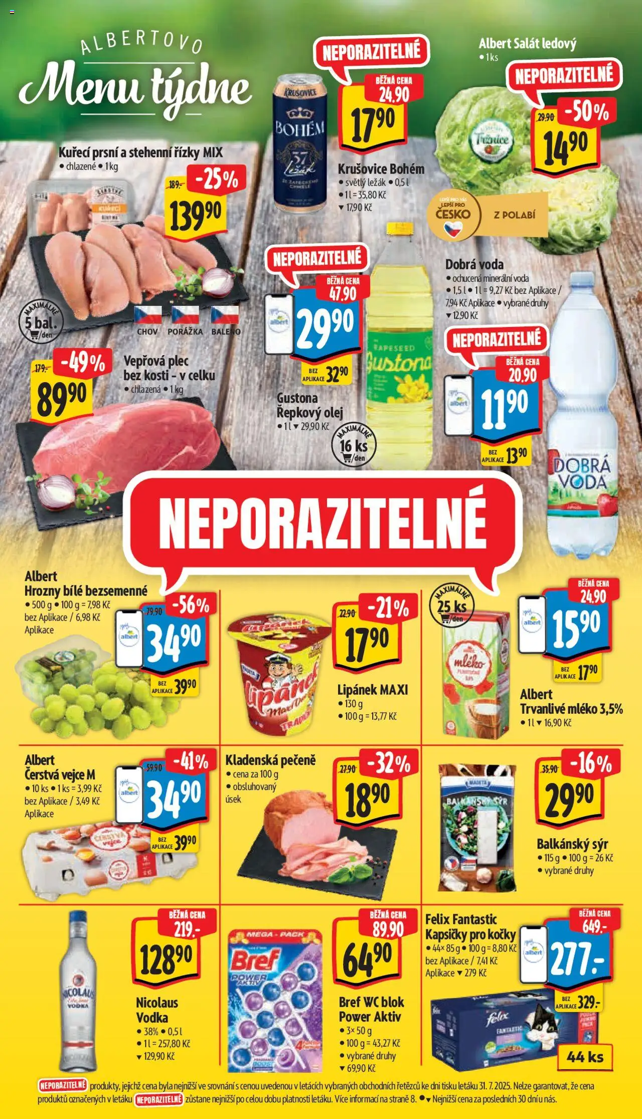 Albert leták - Supermarket od 06.08.2025 | Strana: 7 | Produkty: Lipánek, Voda, Vodka, Salát