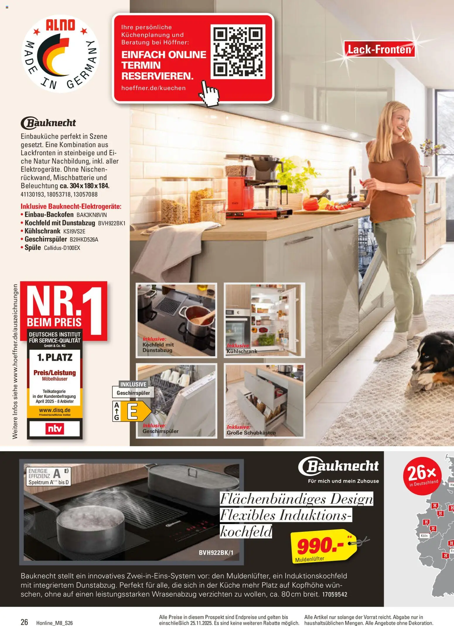 Höffner Prospekt 	 – gültig ab 12.11.2025 | Seite: 26 | Produkte: Einbauküche, Küche, Kühlschrank, Kochfeld