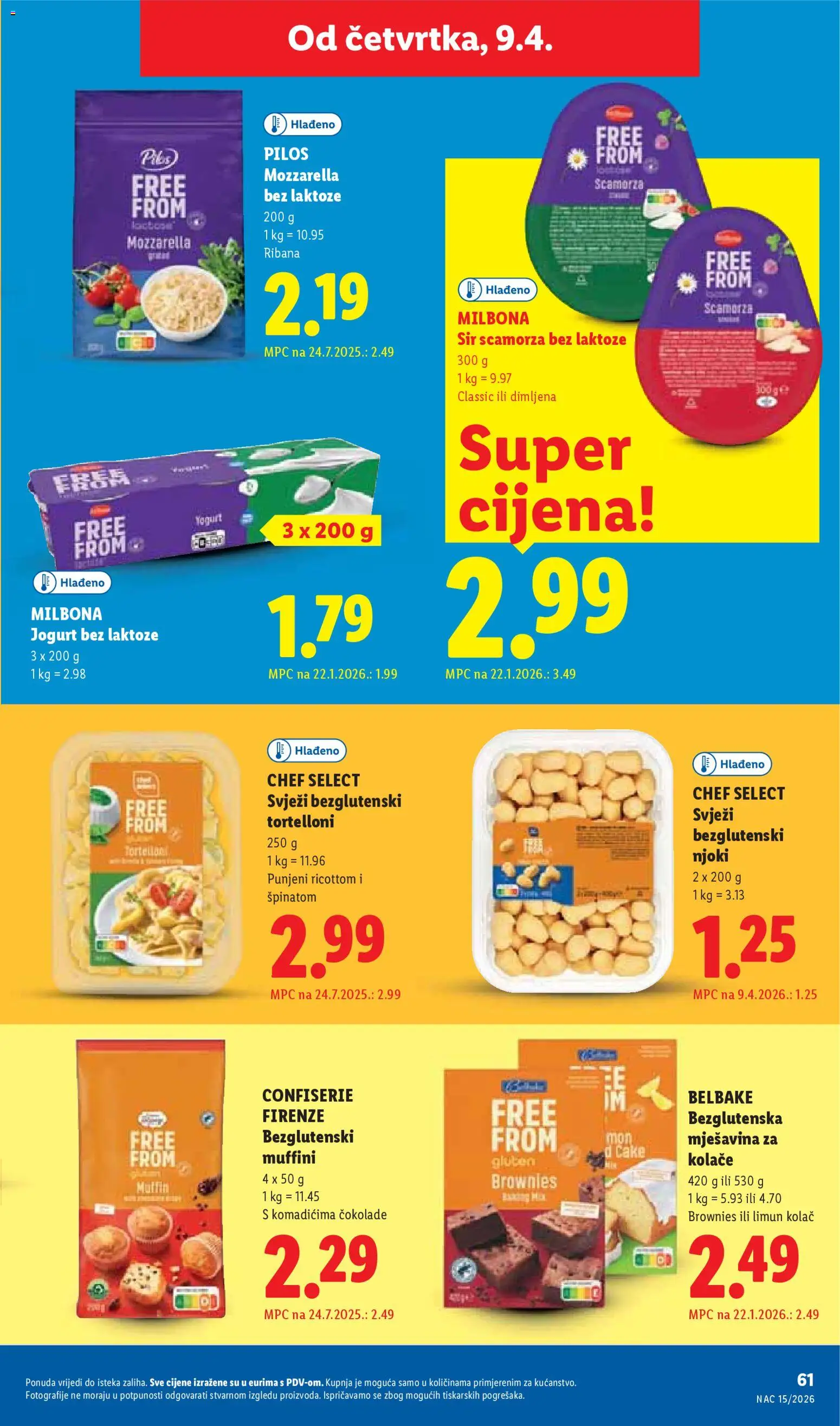 Lidl katalog | vrijedi od 07.04.2026 | Stranica: 61 | Proizvodi: Mozzarella, Sir, Jogurt, Njoki