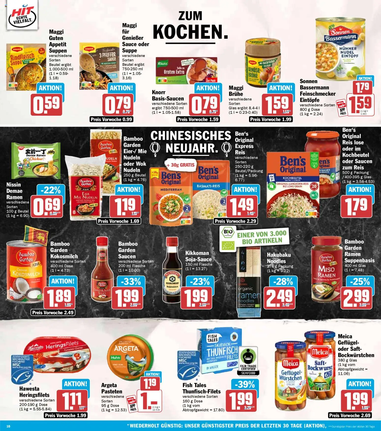 HIT Prospekt 	 – gültig ab 16.02.2026 | Seite: 10 | Produkte: Bockwurst, Gemüse, Reis, Nudeln