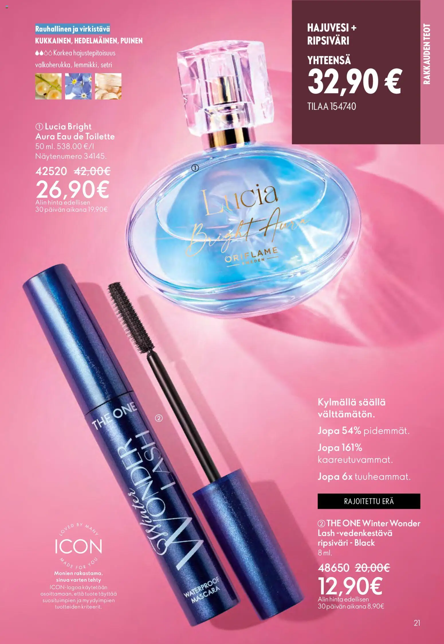 Oriflame - Esite 02 – voimassa 28.01.2026 alkaen | Sivu: 21 | Tuotteet: Hajuvesi, Eau de toilette, Ripsiväri